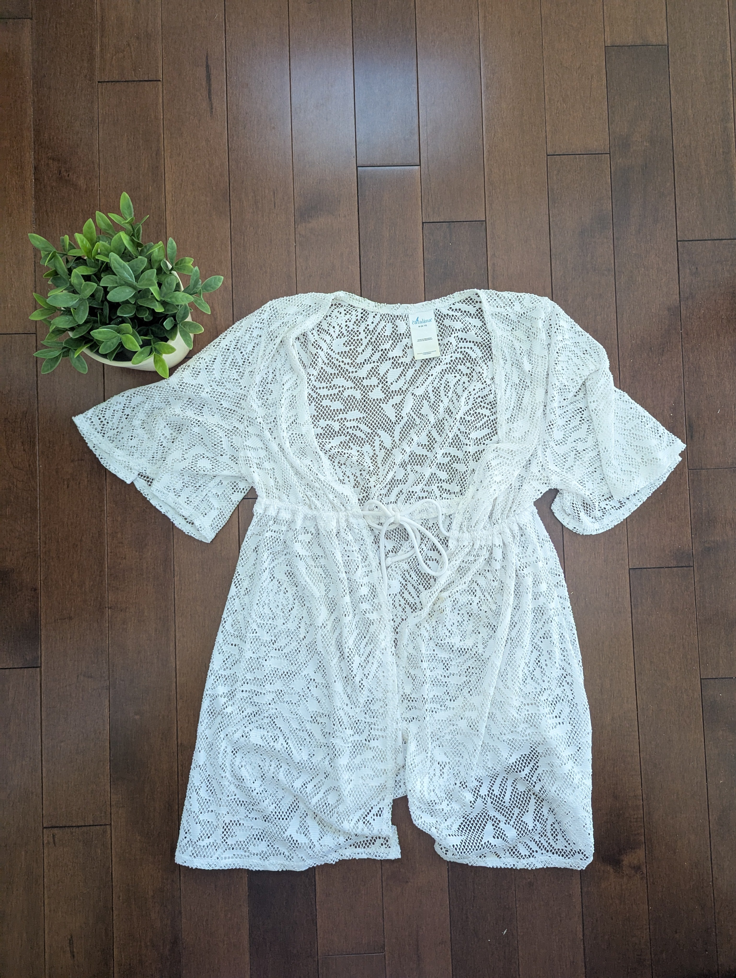 SHEER EYELET DETAIL VINTAGE SWIMSUIT COVER UP