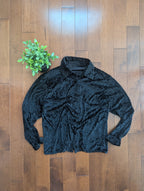 VELOUR PAISLEY PRINT VINTAGE BUTTON UP BLOUSE TOP