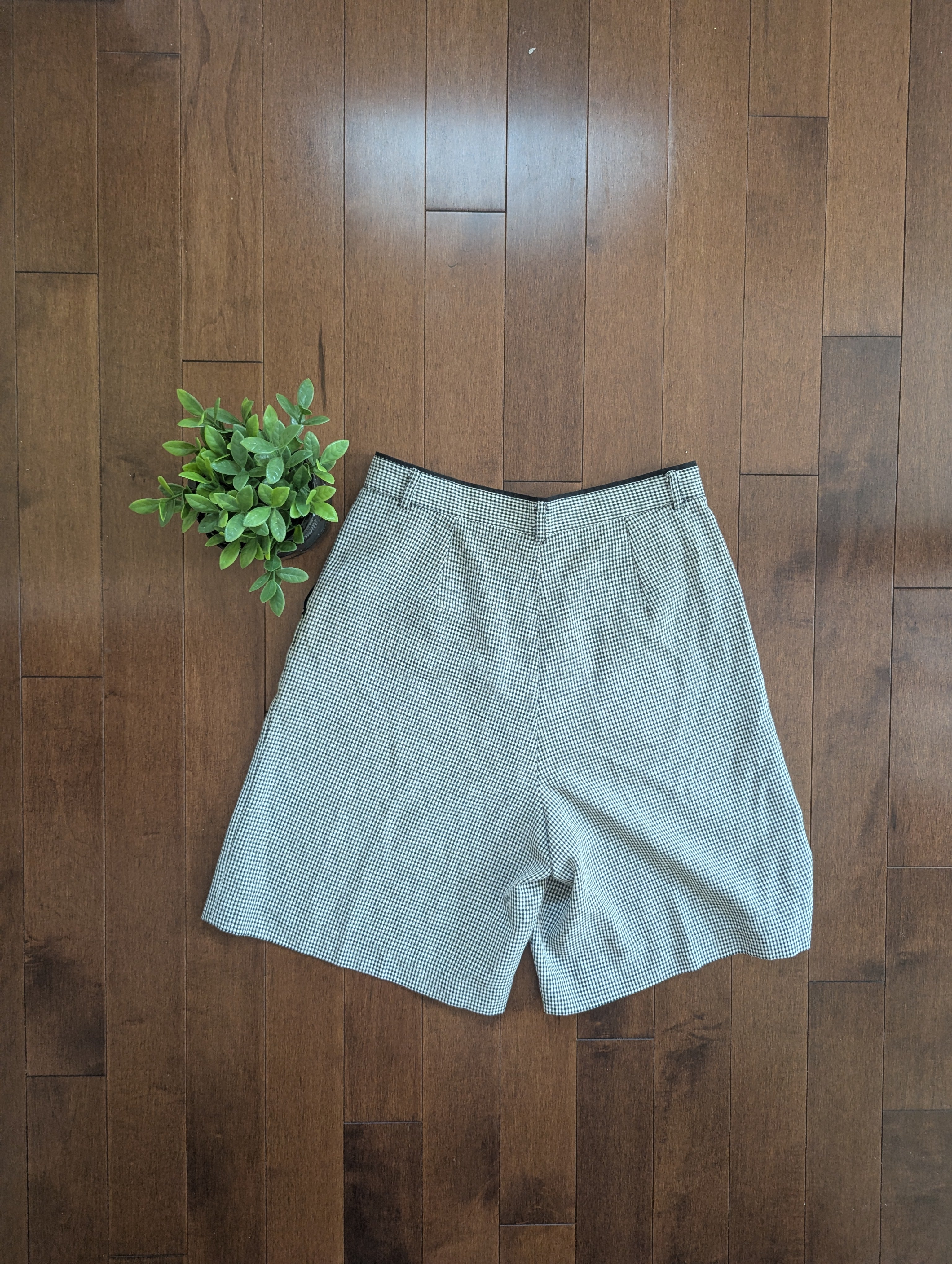 GINGHAM PRINT VINTAGE HIGH WAIST TROUSER SHORTS