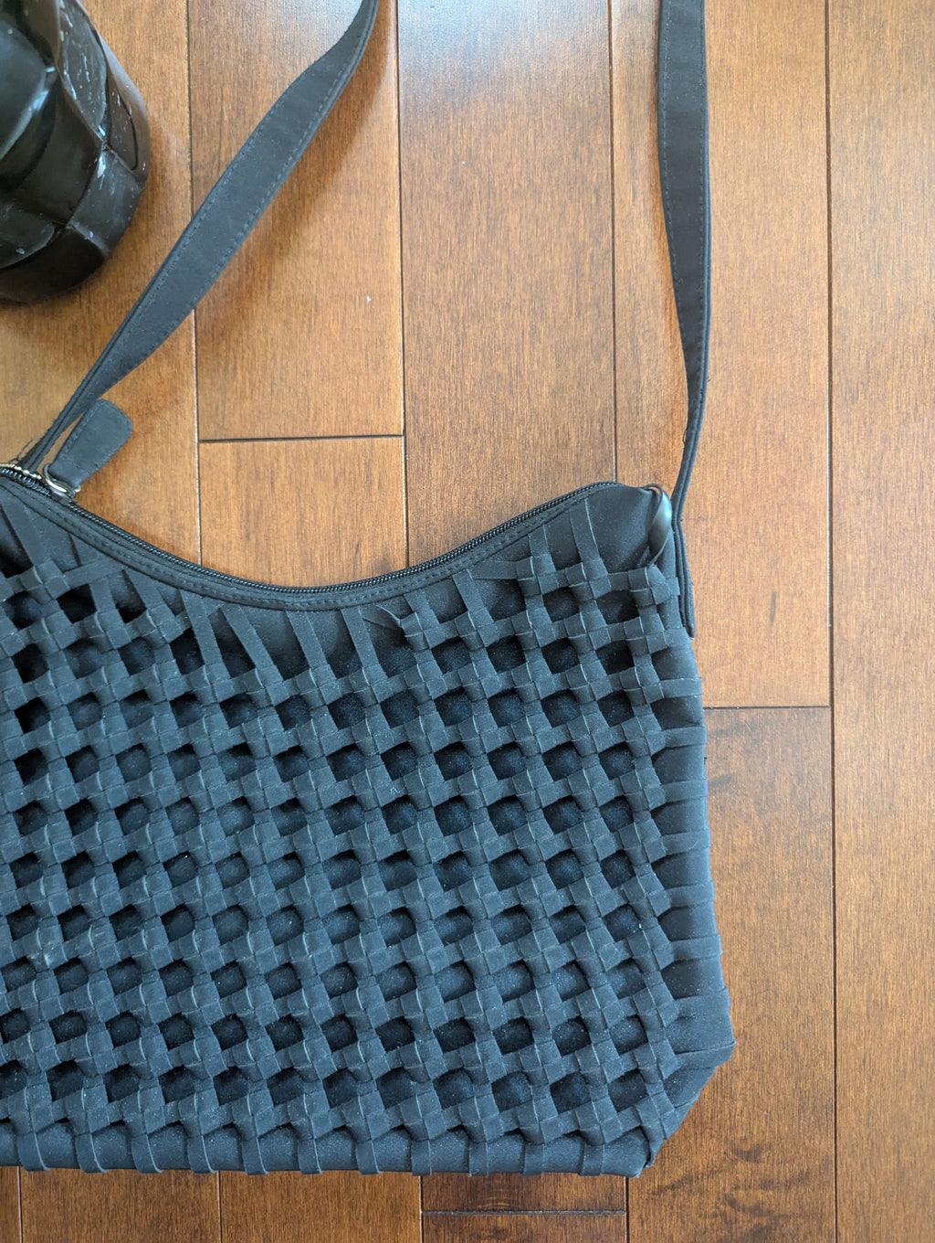 WOVEN DETAIL VINTAGE Y2K NYLON SHOULDER BAG
