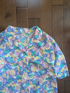 PASTEL FLORAL Y2K VINTAGE BUTTON UP TOP