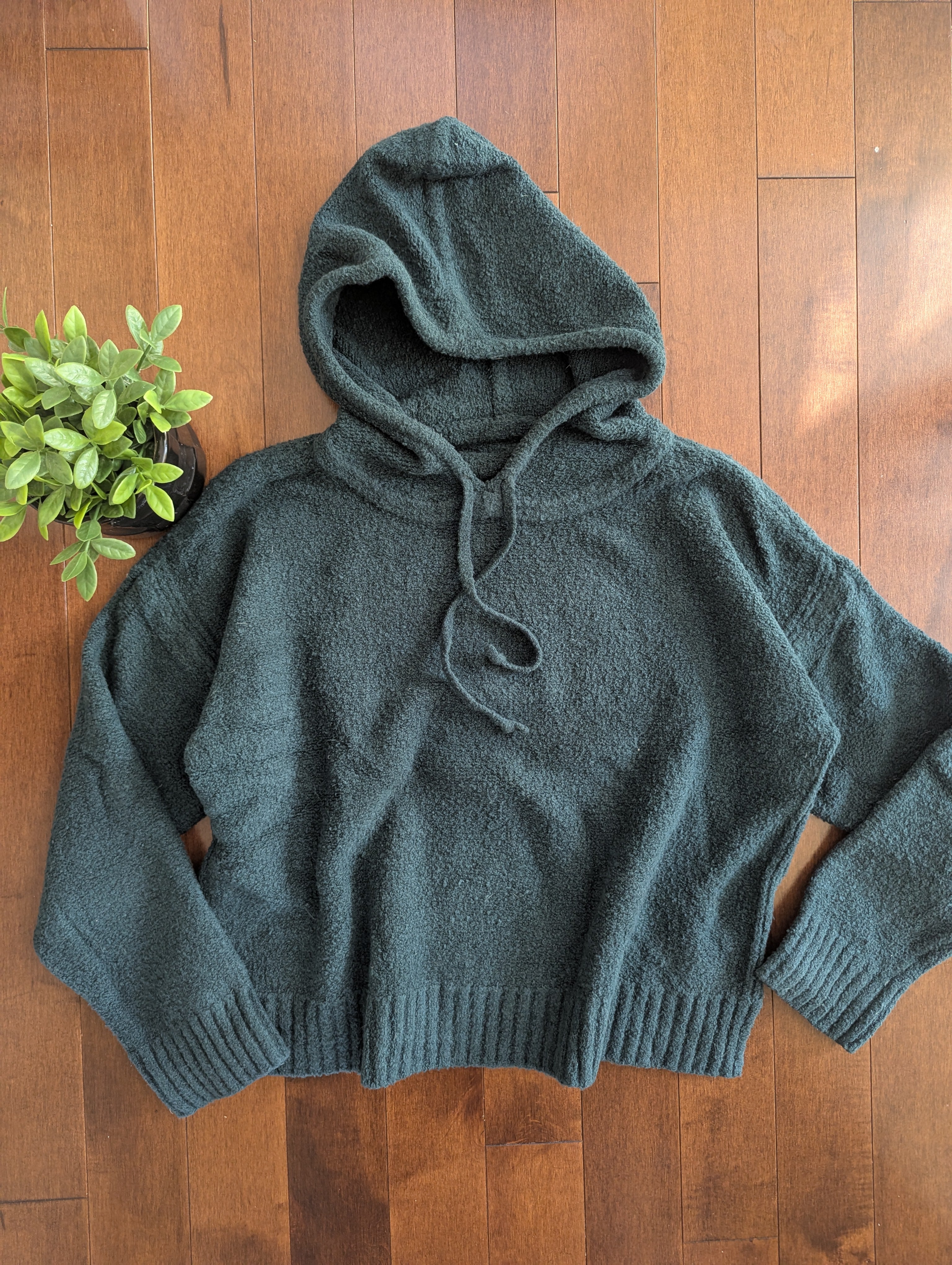 RALPH LAUREN FOREST GREEN KNIT PULLOVER HOODIE