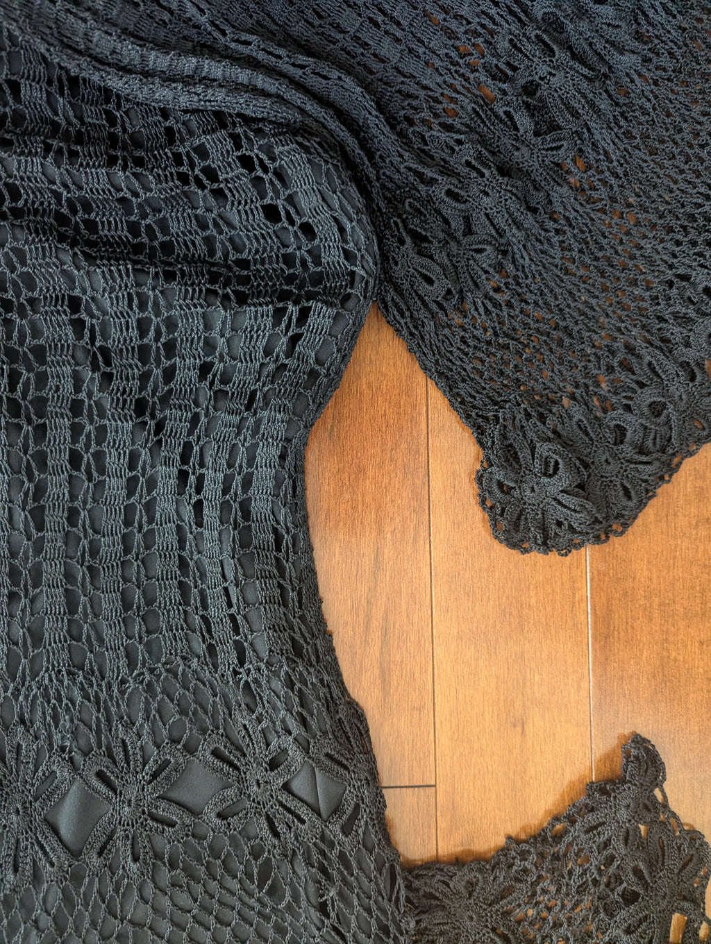 SPECIALLY MADE FOR KROSHUTTA VINTAGE BLACK CROCHET DRESS