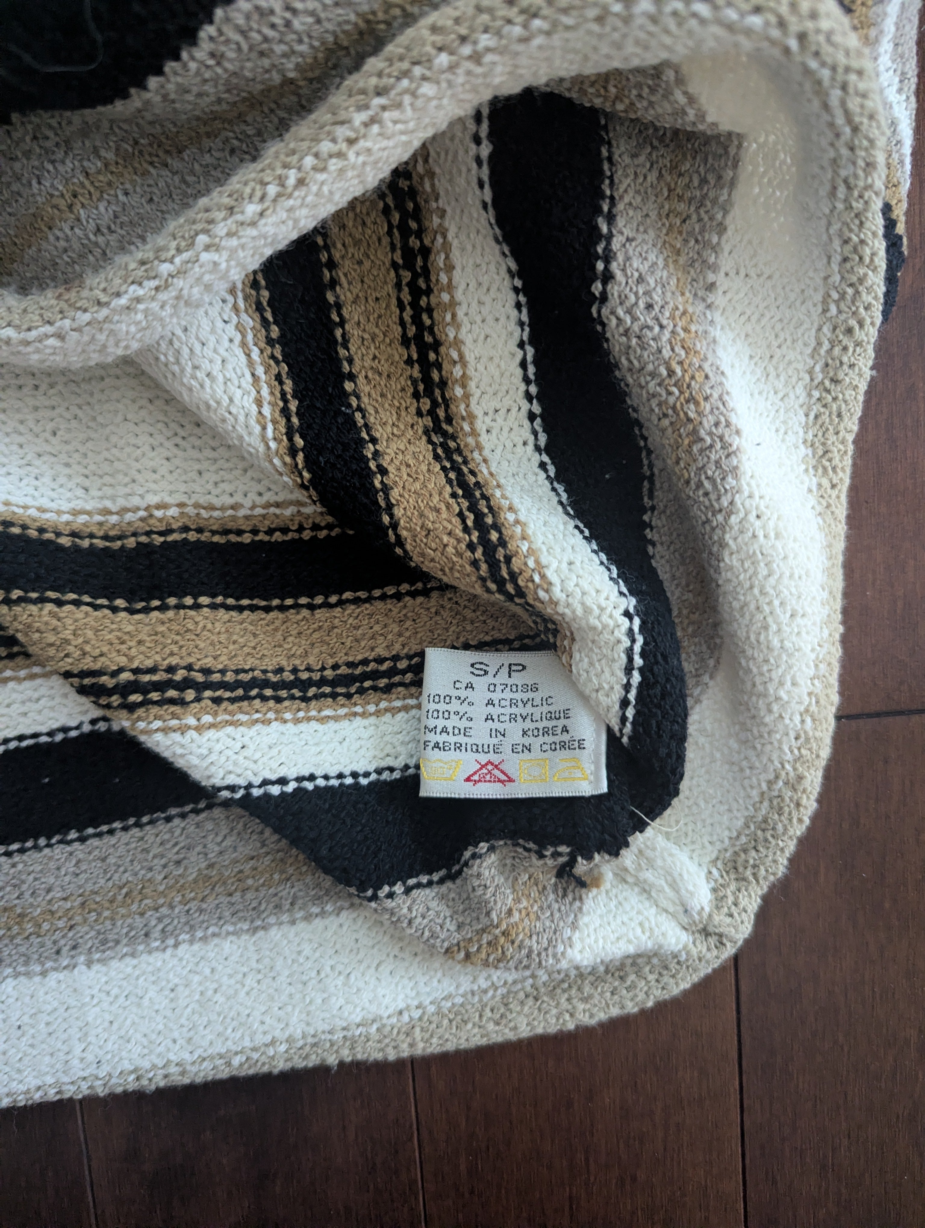 NEUTRAL STRIPED VINTAGE KNIT COLLARED SWEATER