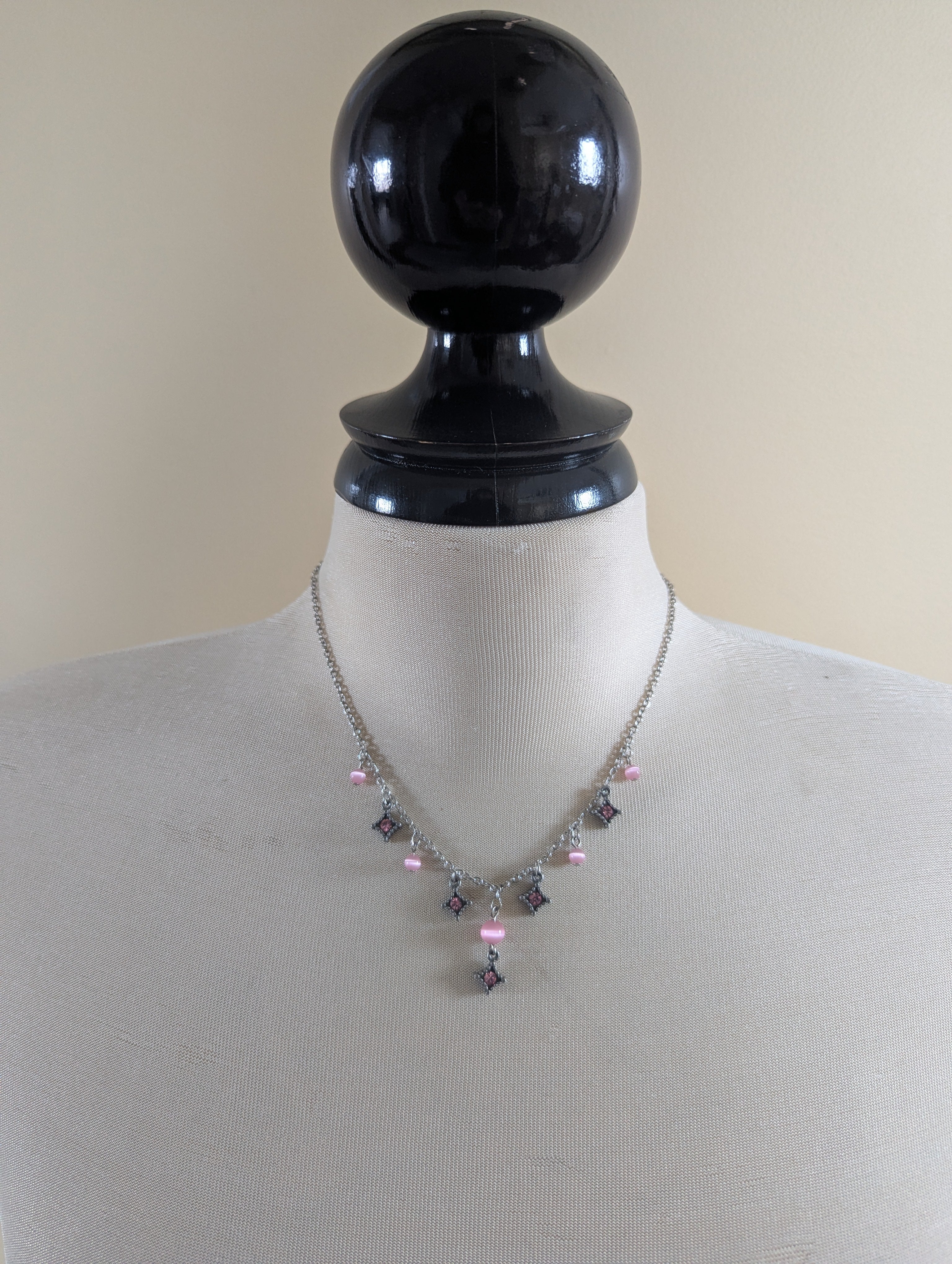 WHIMSY PINK CRYSTAL VINTAGE Y2K NECKLACE