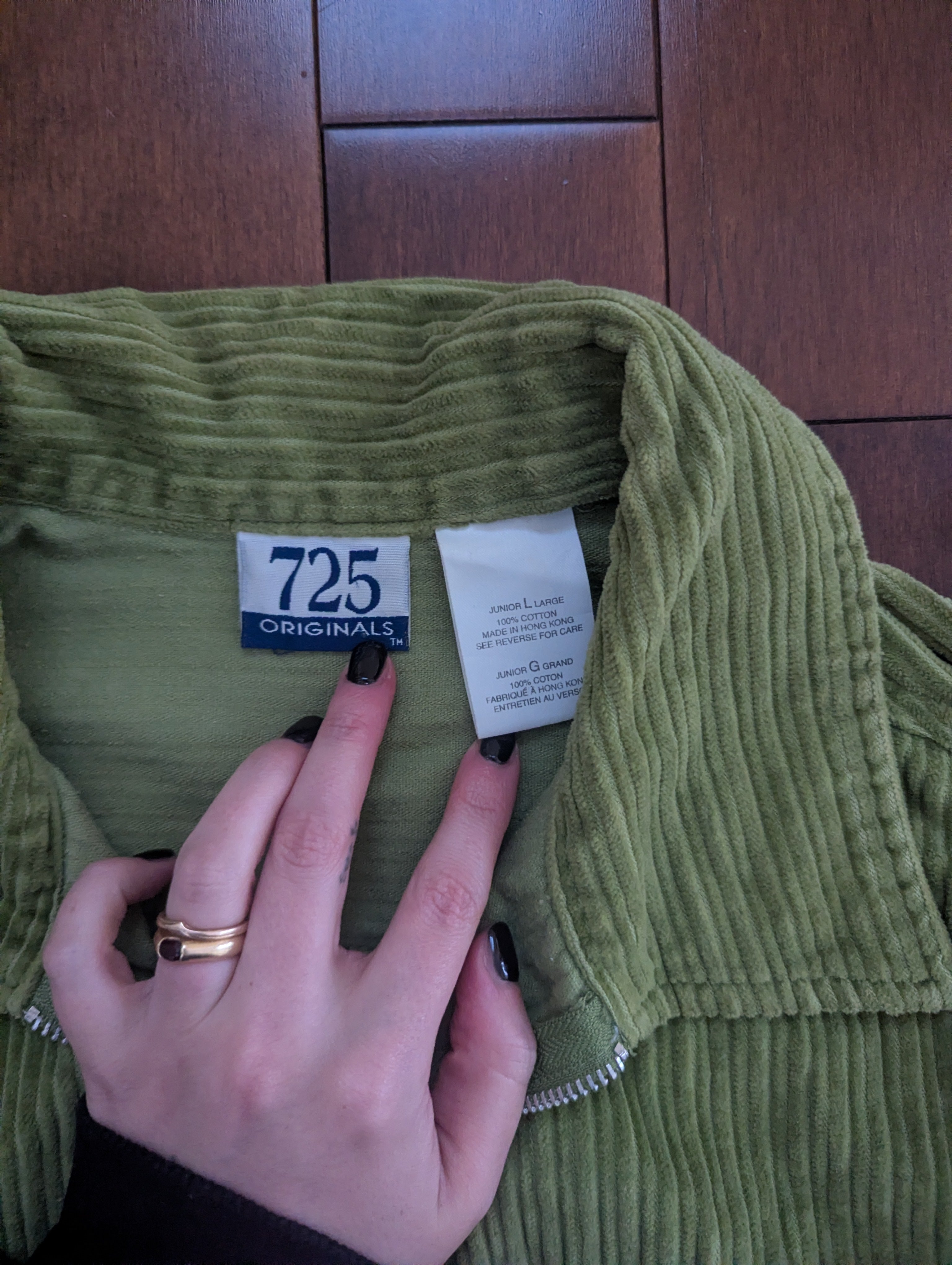 LIME GREEN VINTAGE Y2K CORDUROY ZIP UP FLANNEL