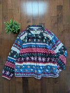 ALFRED DUNNER NATURE PRINT VINTAGE FLEECE ZIP UP SWEATSHIRT