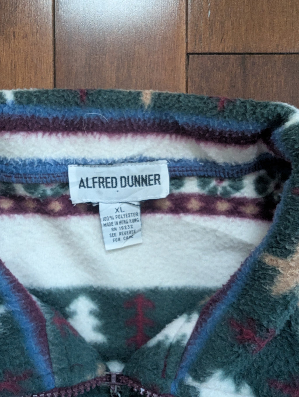 ALFRED DUNNER NATURE PRINT VINTAGE FLEECE ZIP UP SWEATSHIRT