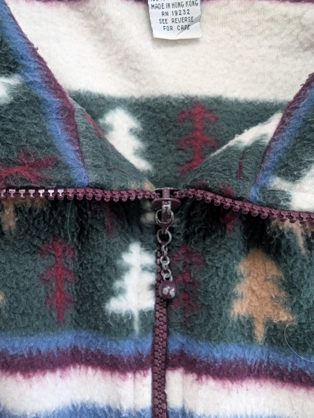 ALFRED DUNNER NATURE PRINT VINTAGE FLEECE ZIP UP SWEATSHIRT