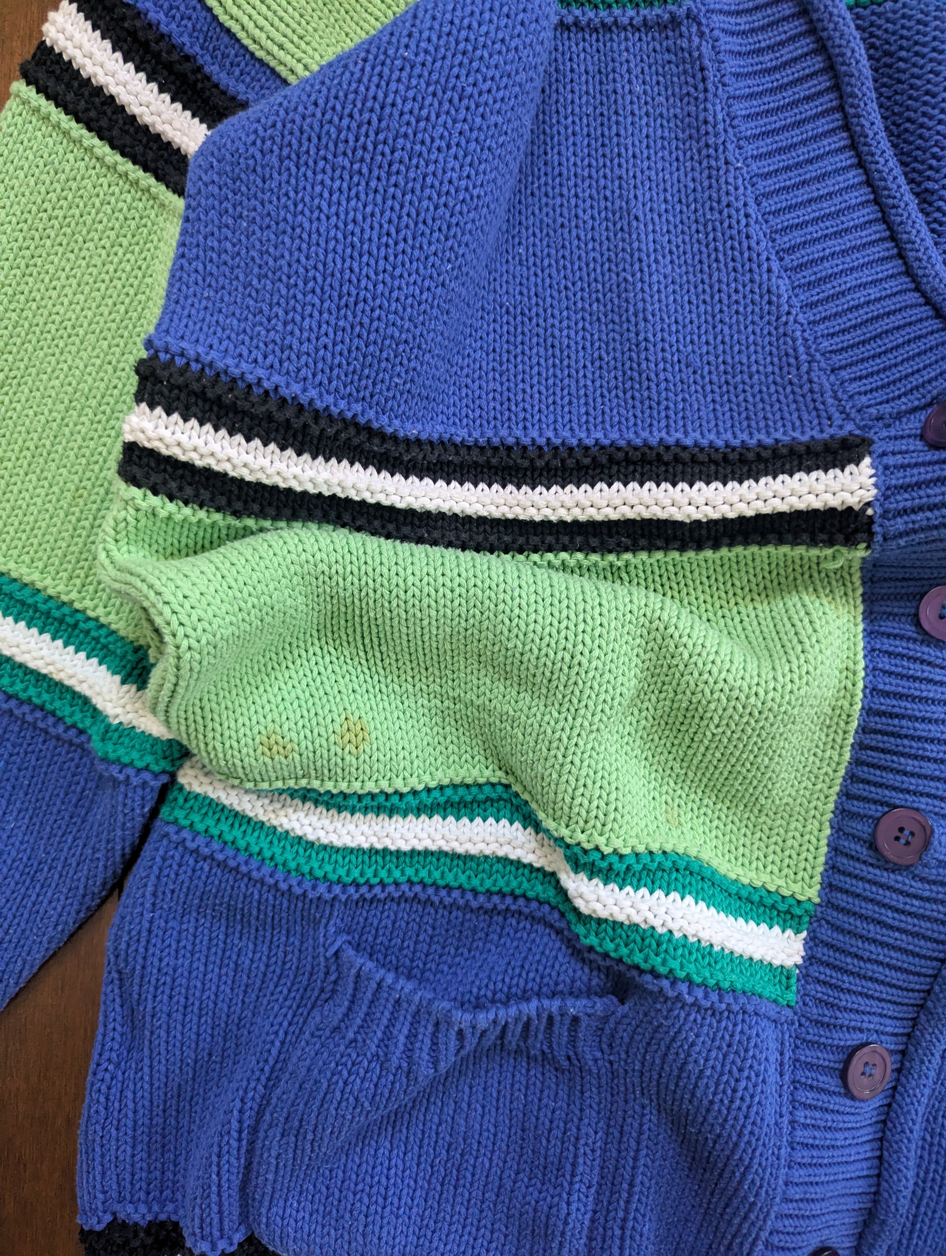 COLORBLOCK VINTAGE CHUNKY KNIT CARDIGAN  SWEATER