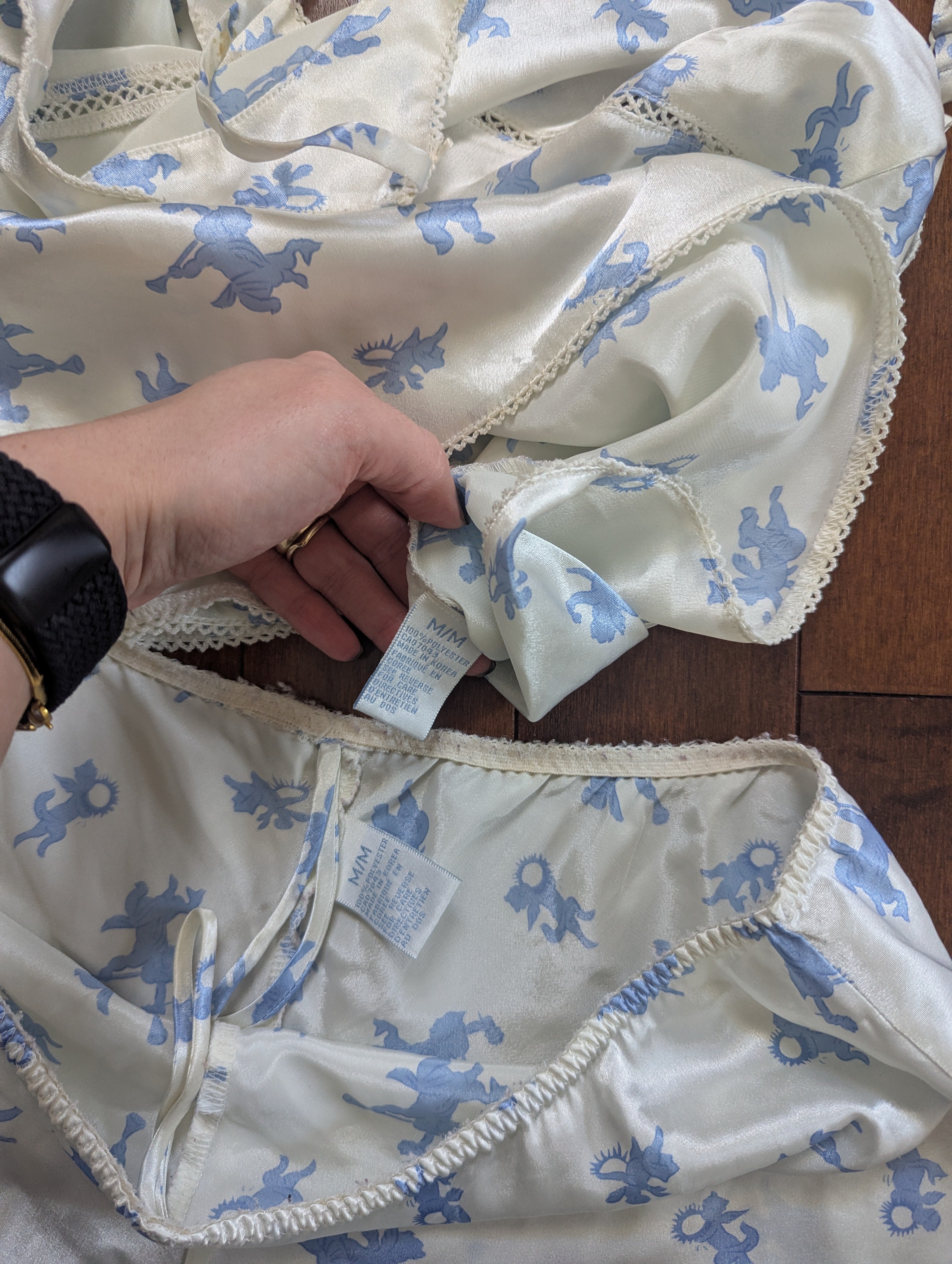 CUPID ANGELS VINTAGE 1990s SATIN SLEEP LOUNGE SET