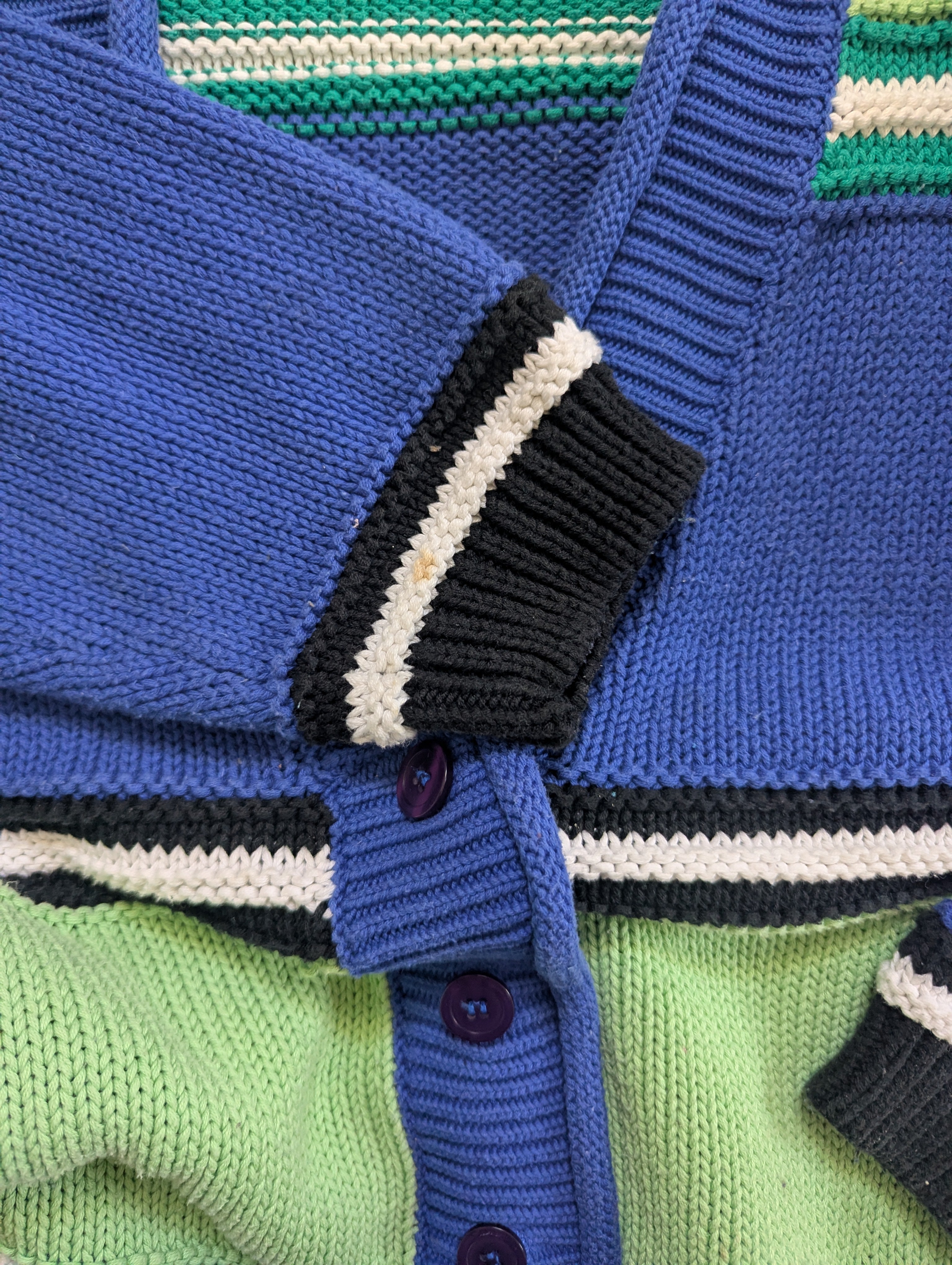 COLORBLOCK VINTAGE CHUNKY KNIT CARDIGAN  SWEATER