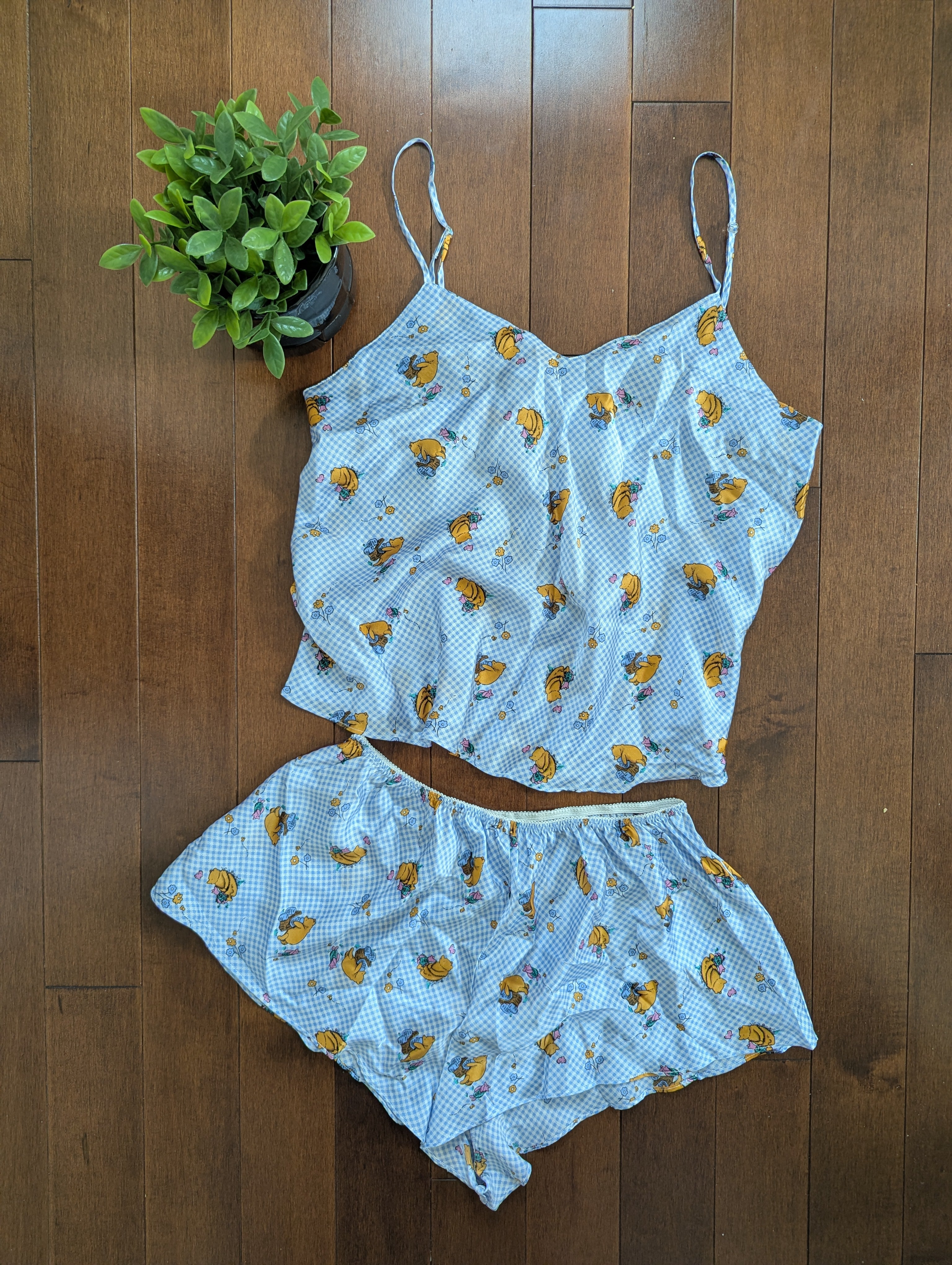 DISNEY WINNIE THE POOH VINTAGE 1990s SILK SLEEP LOUNGE SET