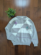 CHRISTIAN DIOR VINTAGE 1980s PASTEL GEOMETRIC KNIT SWEATER