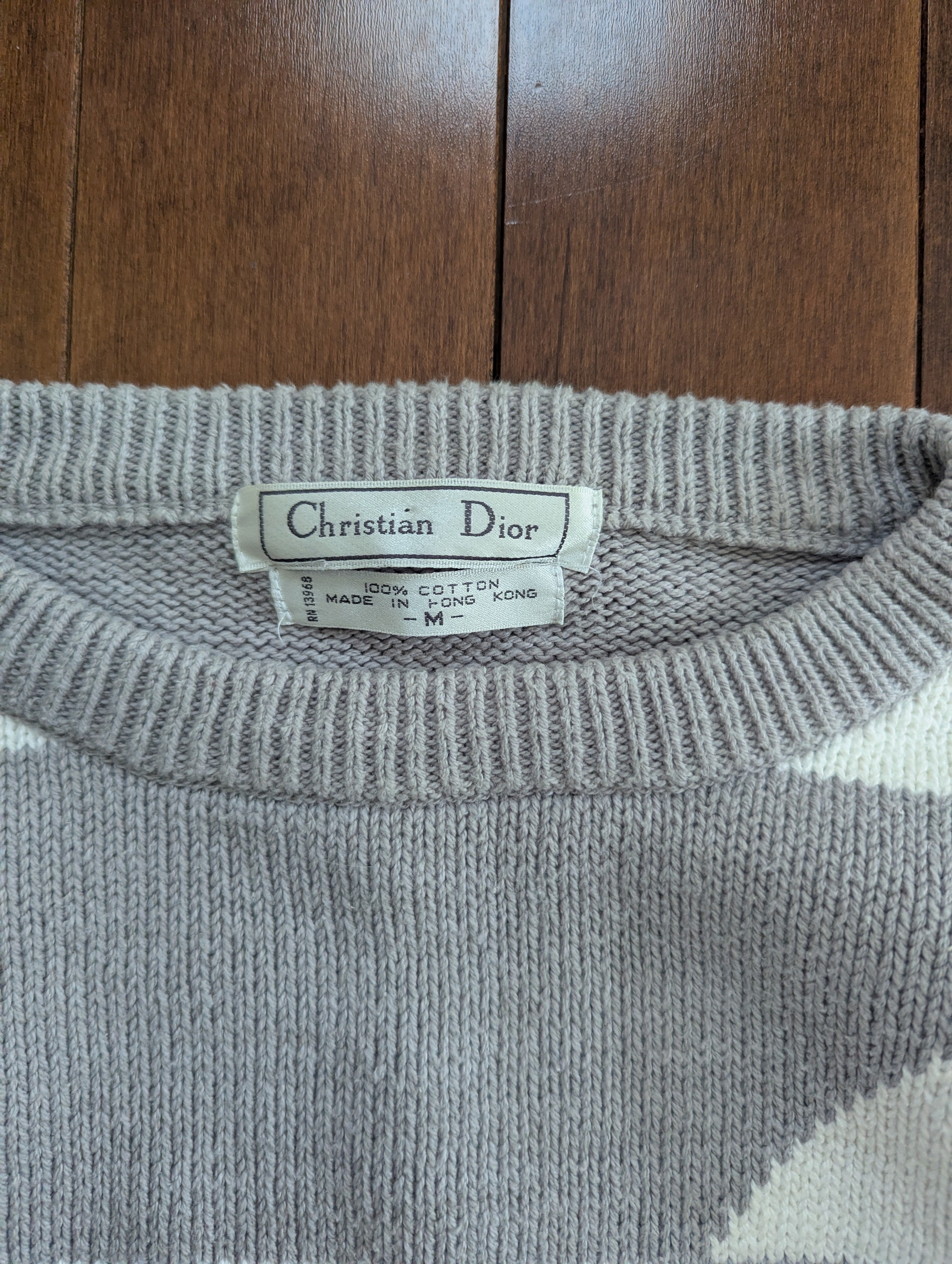 CHRISTIAN DIOR VINTAGE 1980s PASTEL GEOMETRIC KNIT SWEATER