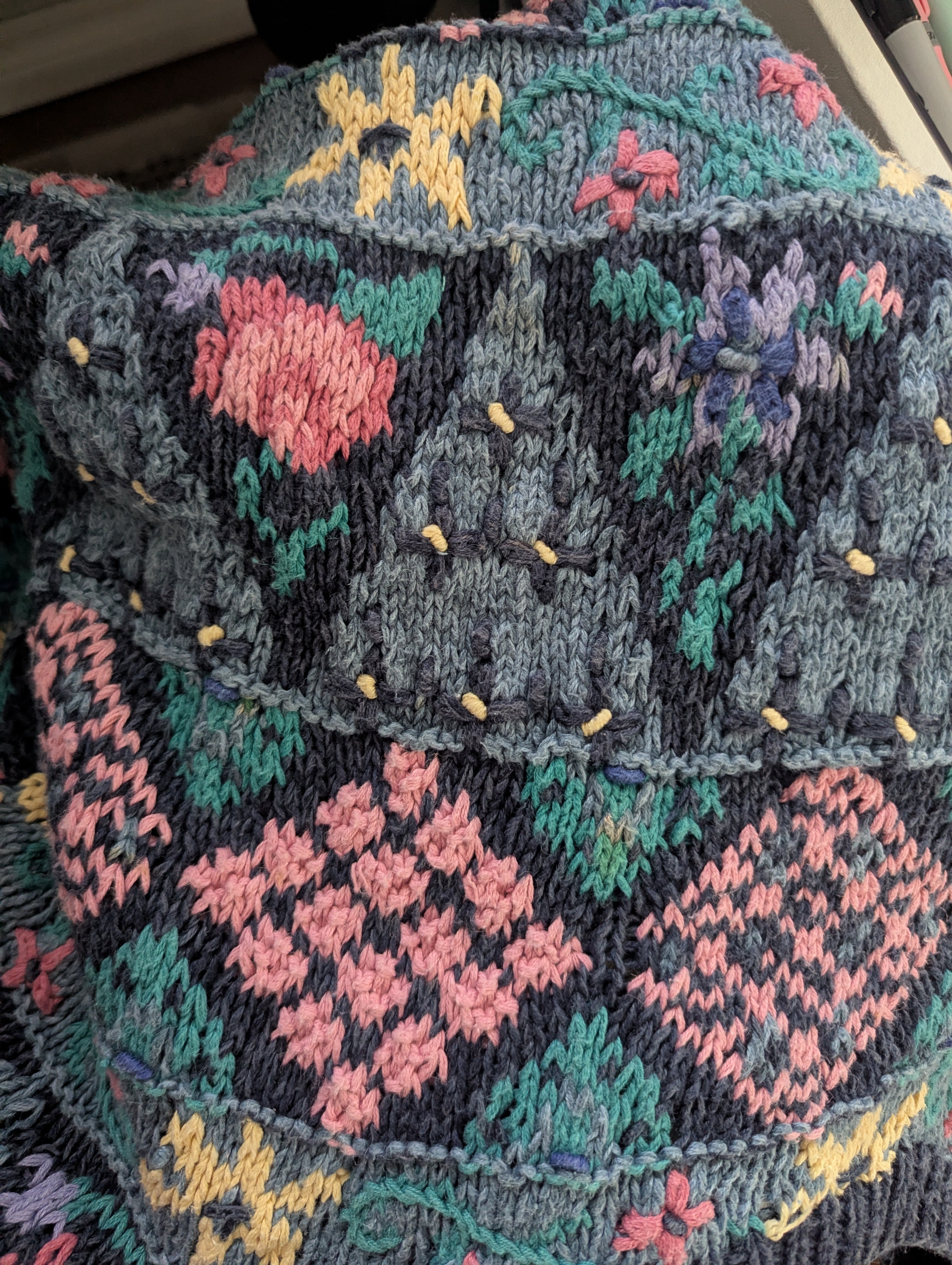 CLIMAX BY SACHA FLORAL CHUNKY KNIT VINTAGE 1990s SWEATER