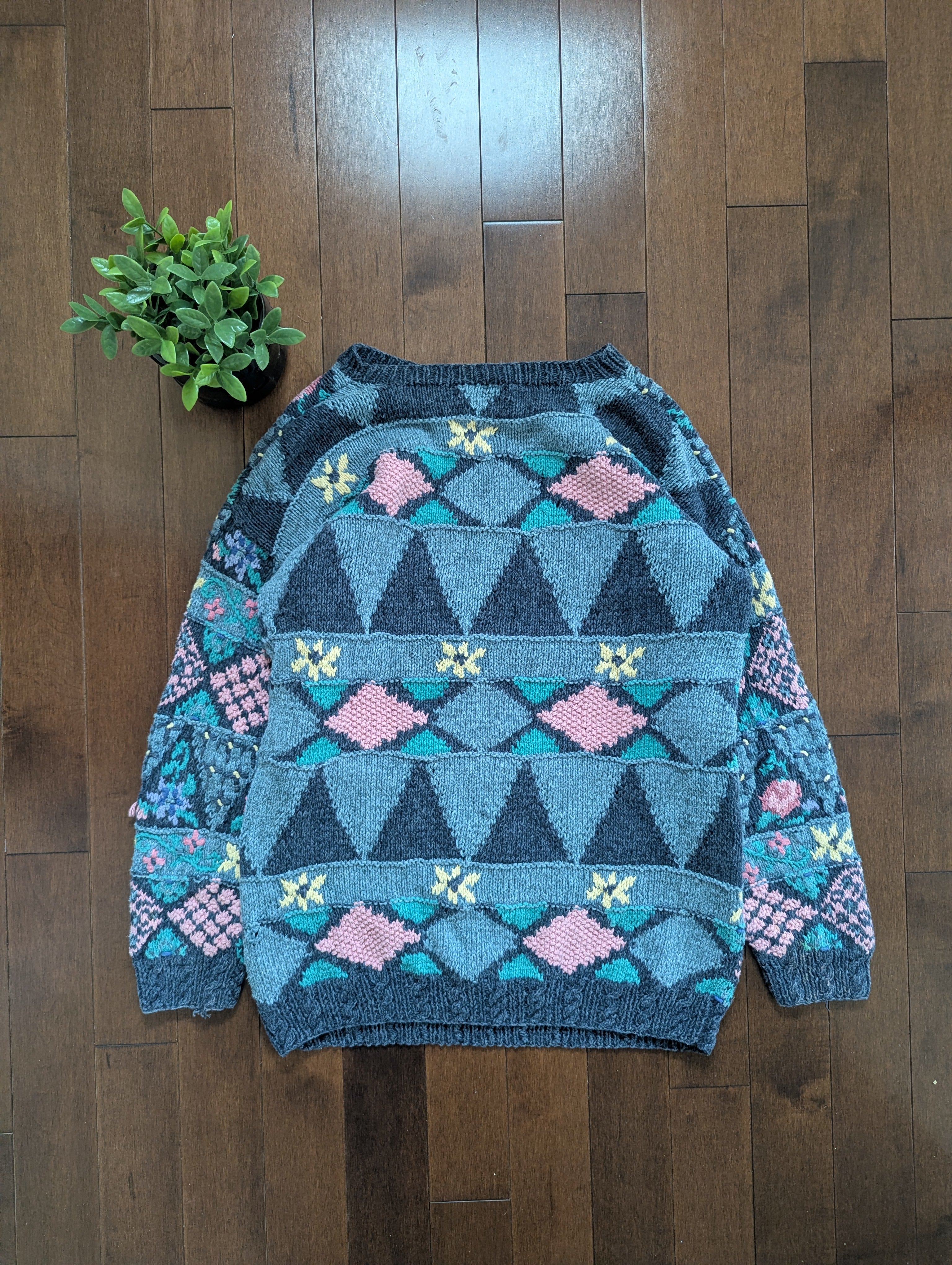 CLIMAX BY SACHA FLORAL CHUNKY KNIT VINTAGE 1990s SWEATER