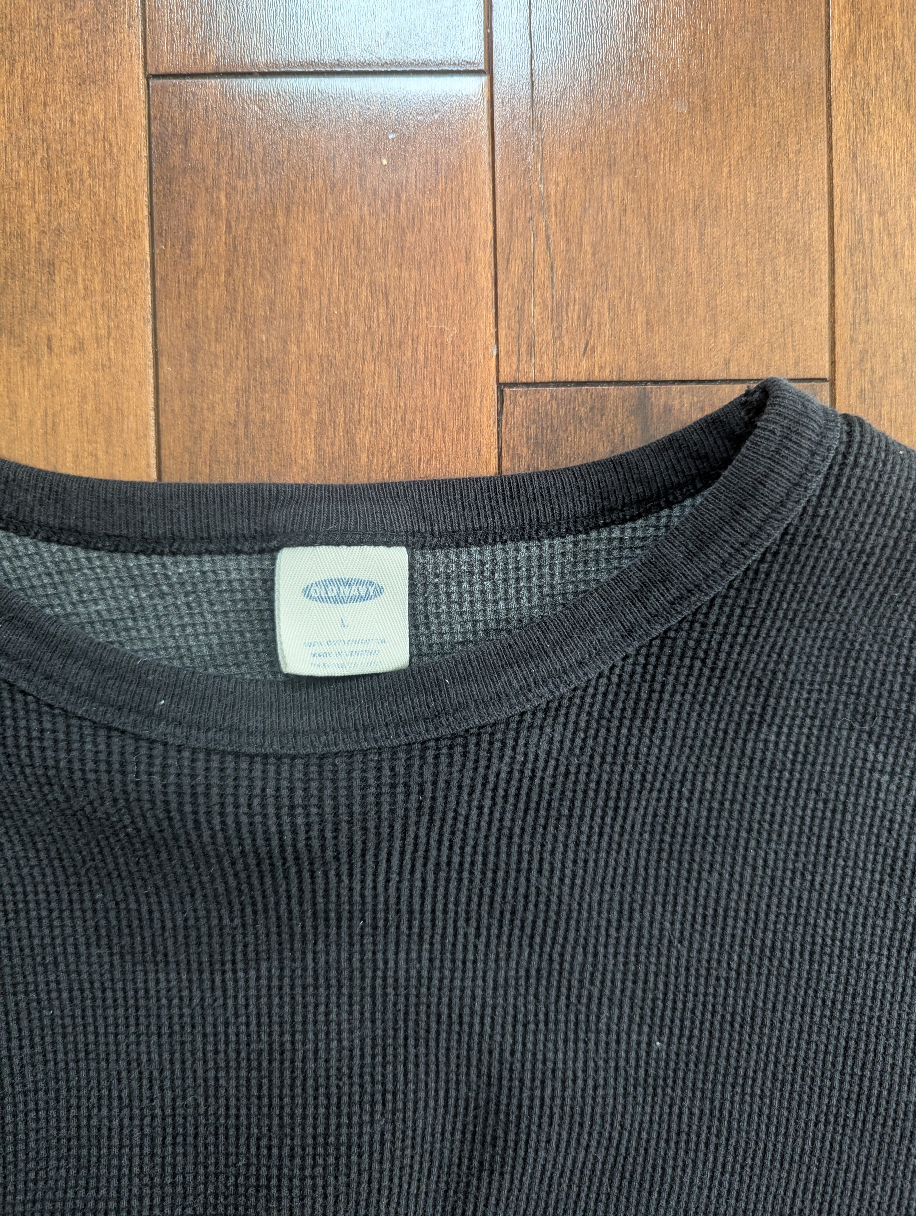 BLACK WASHED OUT VINTAGE Y2K WAFFLE KNIT SWEATSHIRT