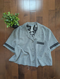 GINGHAM PRINT VINTAGE SHORT SLEEVE BUTTON UP TOP
