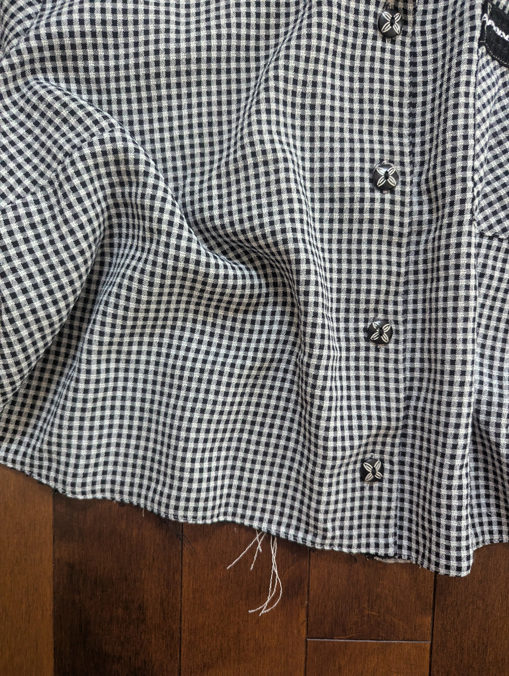 GINGHAM PRINT VINTAGE SHORT SLEEVE BUTTON UP TOP