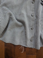 GINGHAM PRINT VINTAGE SHORT SLEEVE BUTTON UP TOP