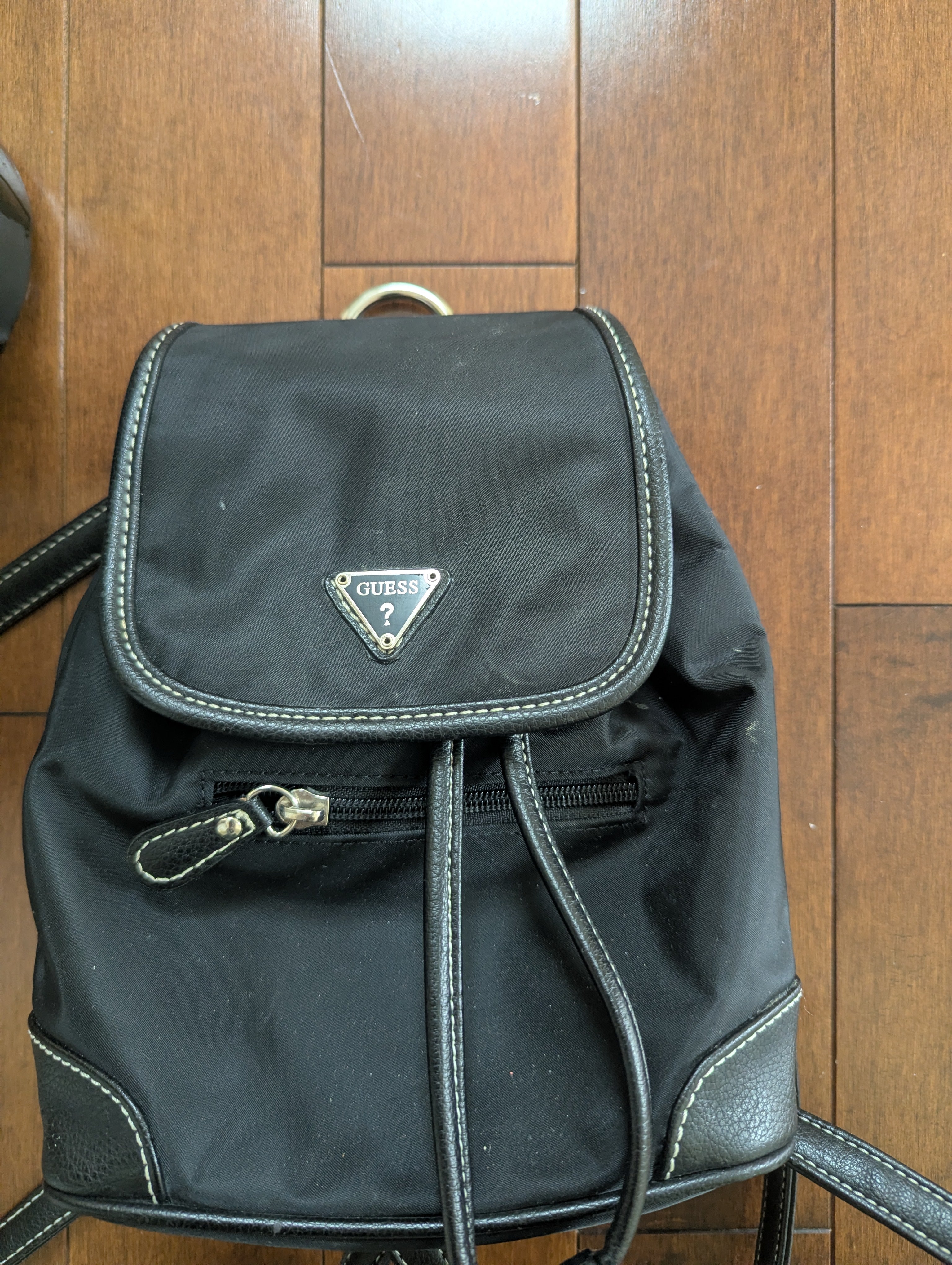 GUESS VINTAGE Y2K BLACK NYLON MINI BACKPACK