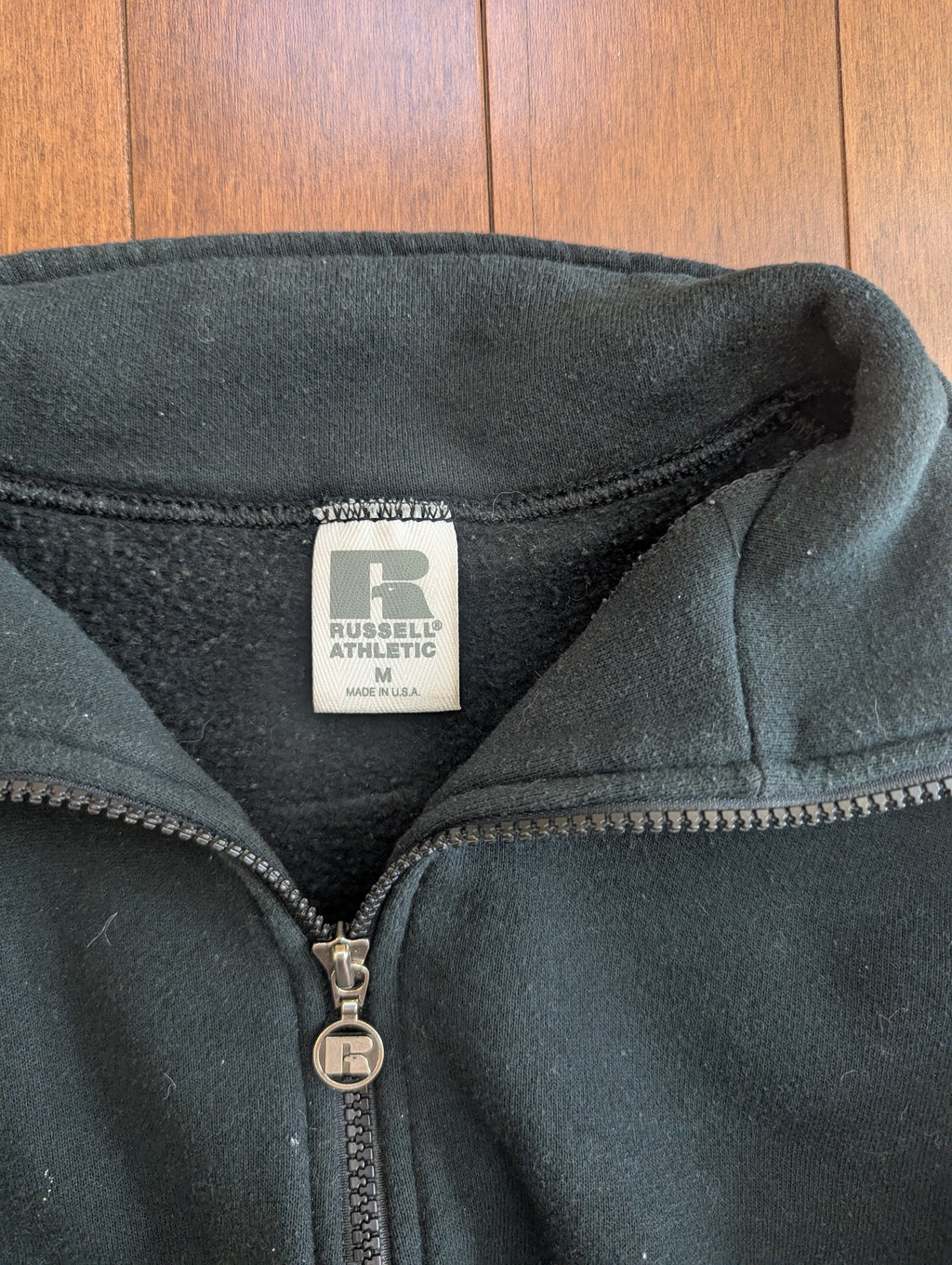 RUSSELL ATHLETIC VINTAGE BLACK QUARTER ZIP SWEATSHIRT