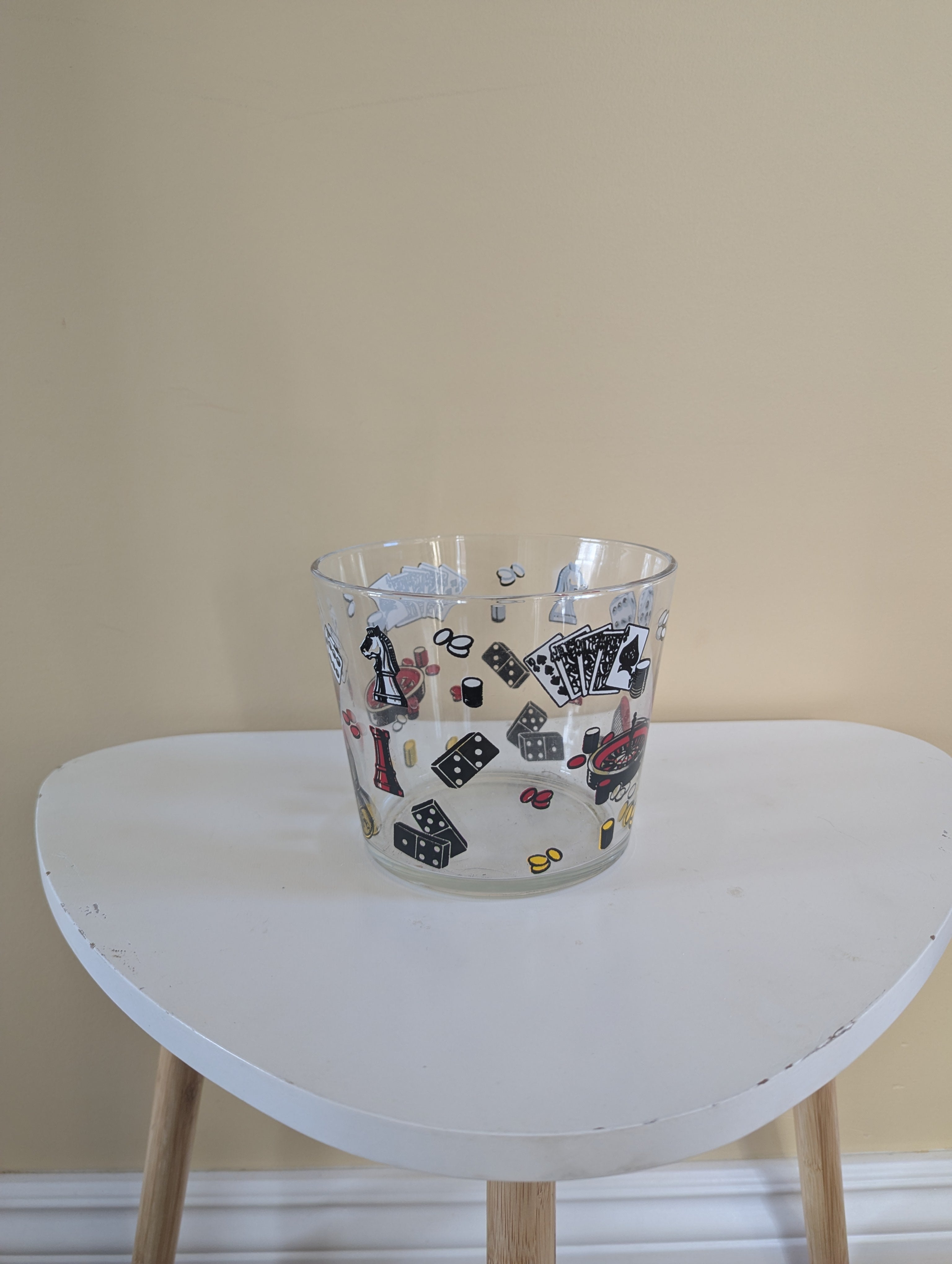 VINTAGE KITSCH VINTAGE VEGAS POKER GLASS ICE BUCKET BARWARE