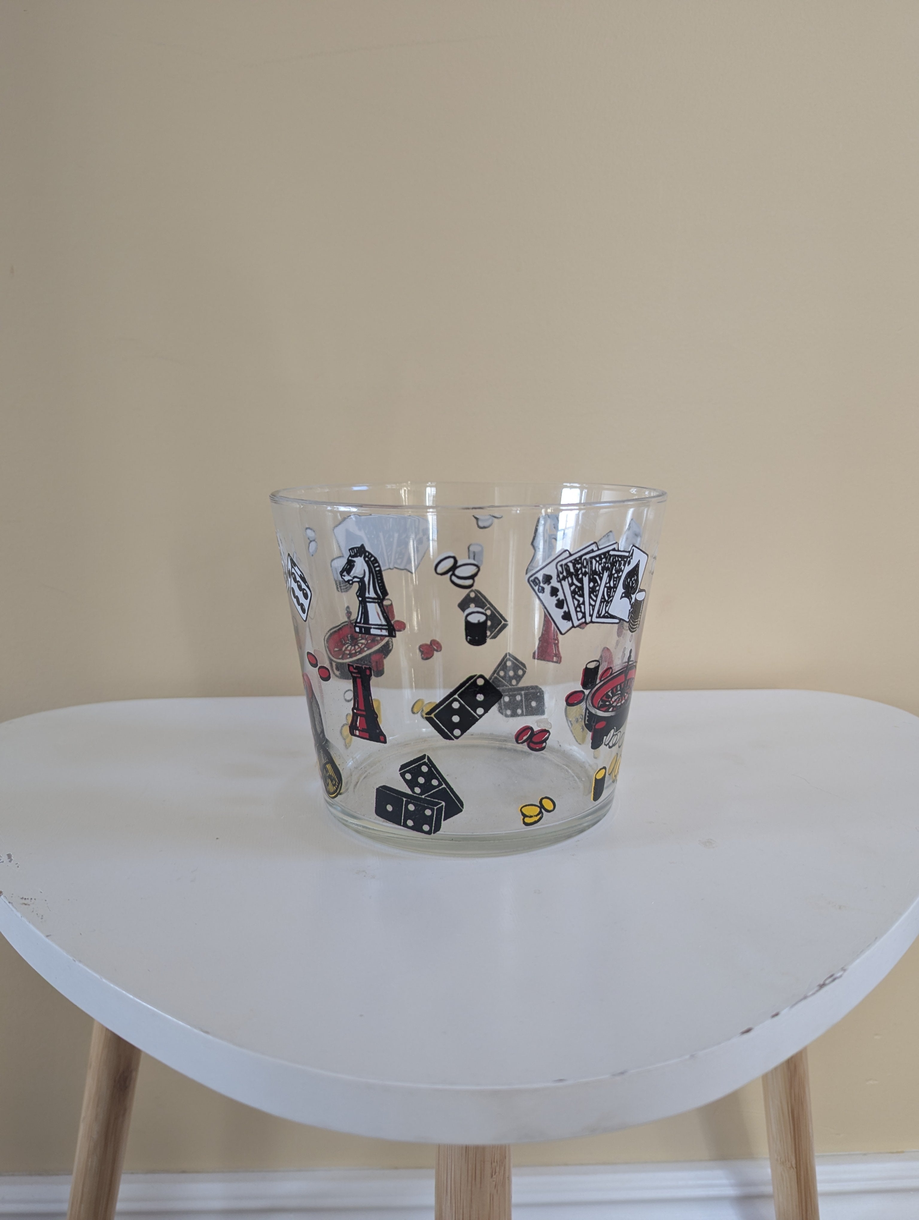 VINTAGE KITSCH VINTAGE VEGAS POKER GLASS ICE BUCKET BARWARE