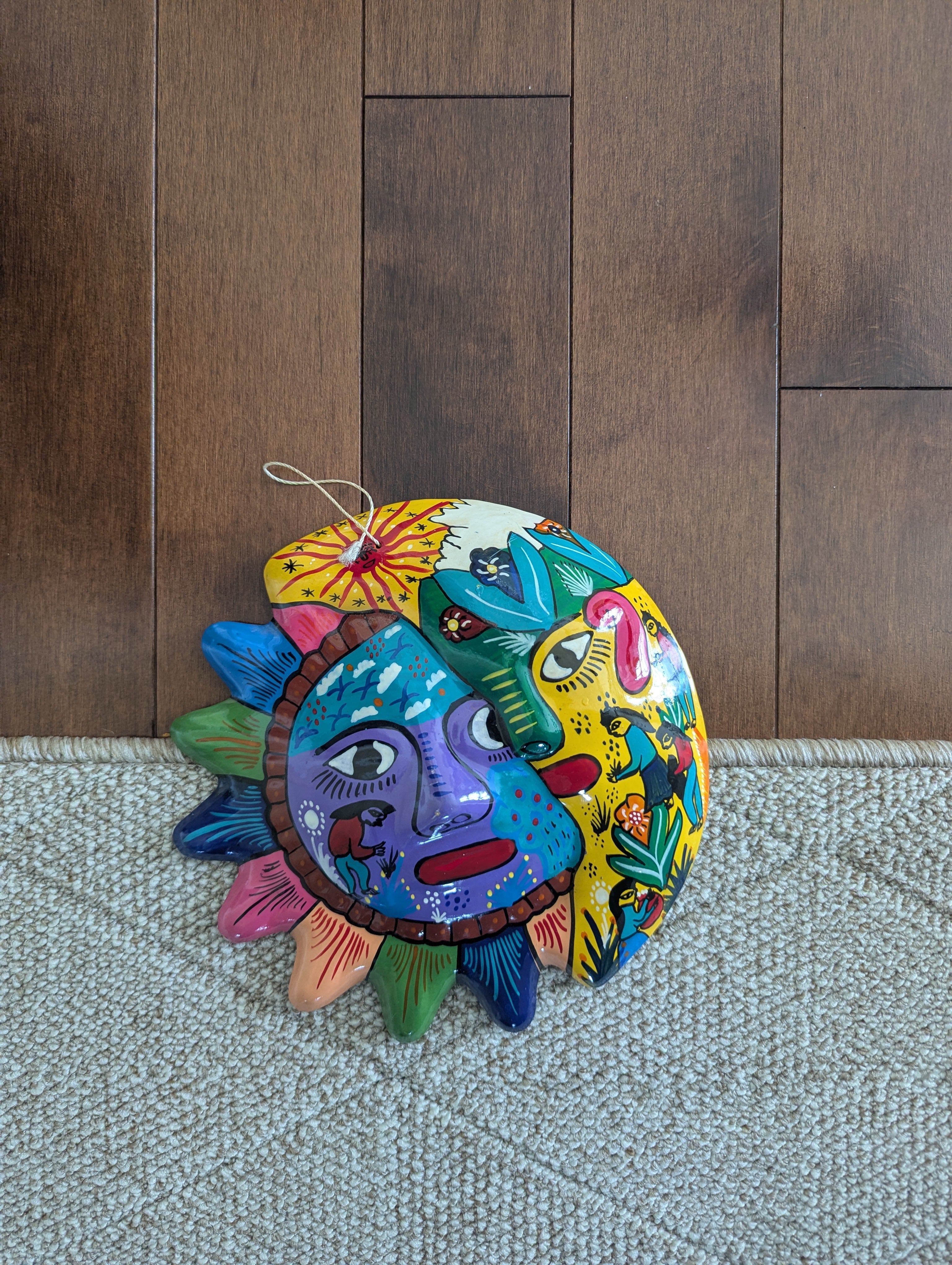 MEXICAN FOLK ART CELESTIAL SUN & MOON VINTAGE WALL DECOR