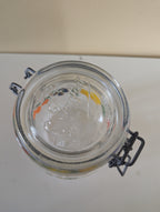 FRUIT PRINT VINTAGE 1970s GLASS SNAP LID JAR
