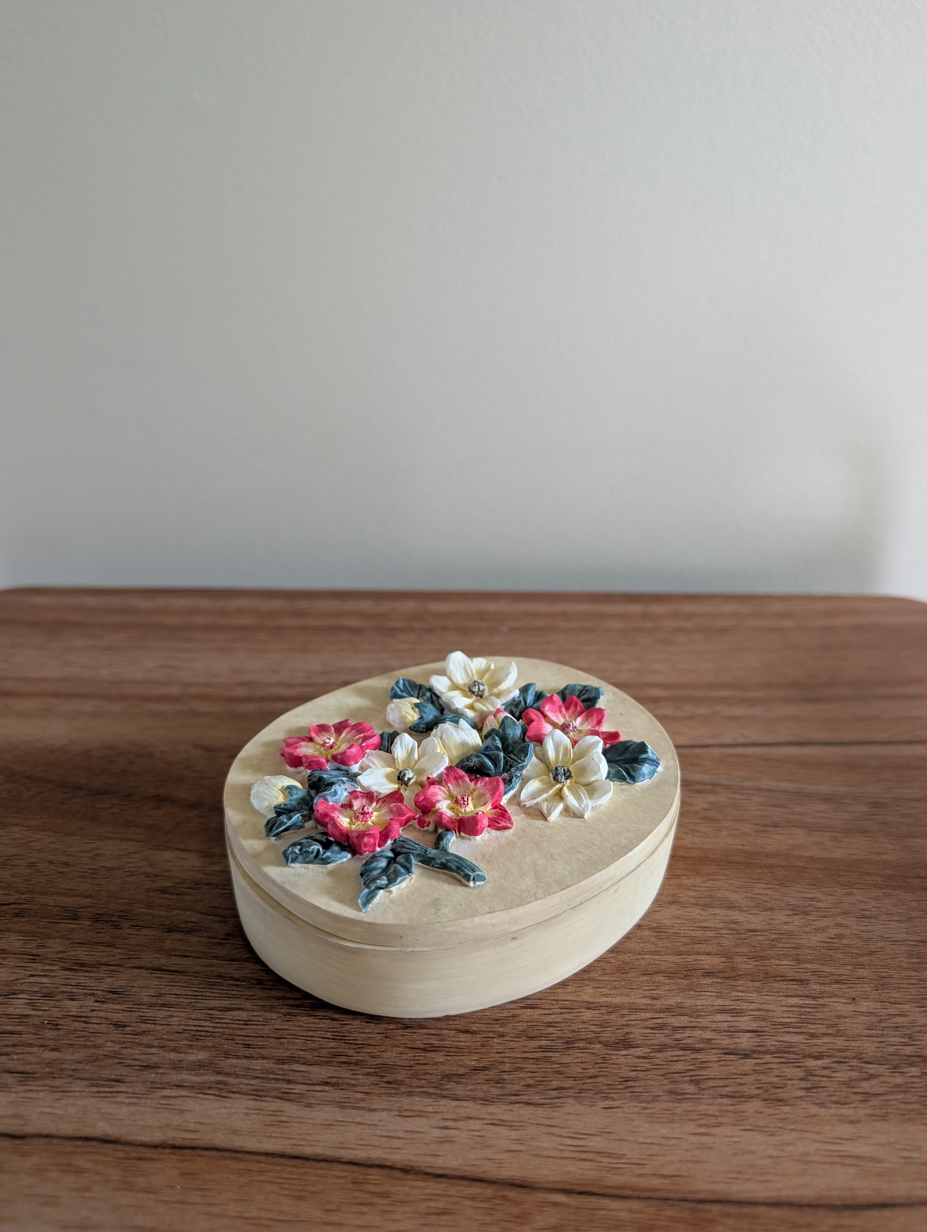 3D FLORAL DESIGN VINTAGE TRINKET JEWELRY BOX
