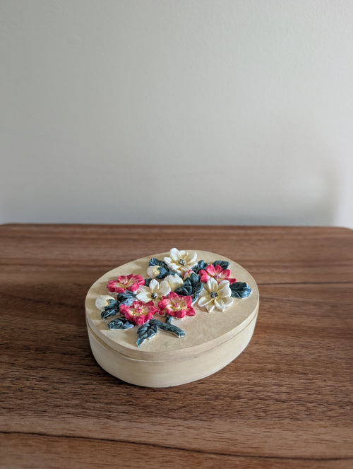 3D FLORAL DESIGN VINTAGE TRINKET JEWELRY BOX