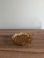 AMBER GLASS VINTAGE SHAMROCK TRINKET DISH
