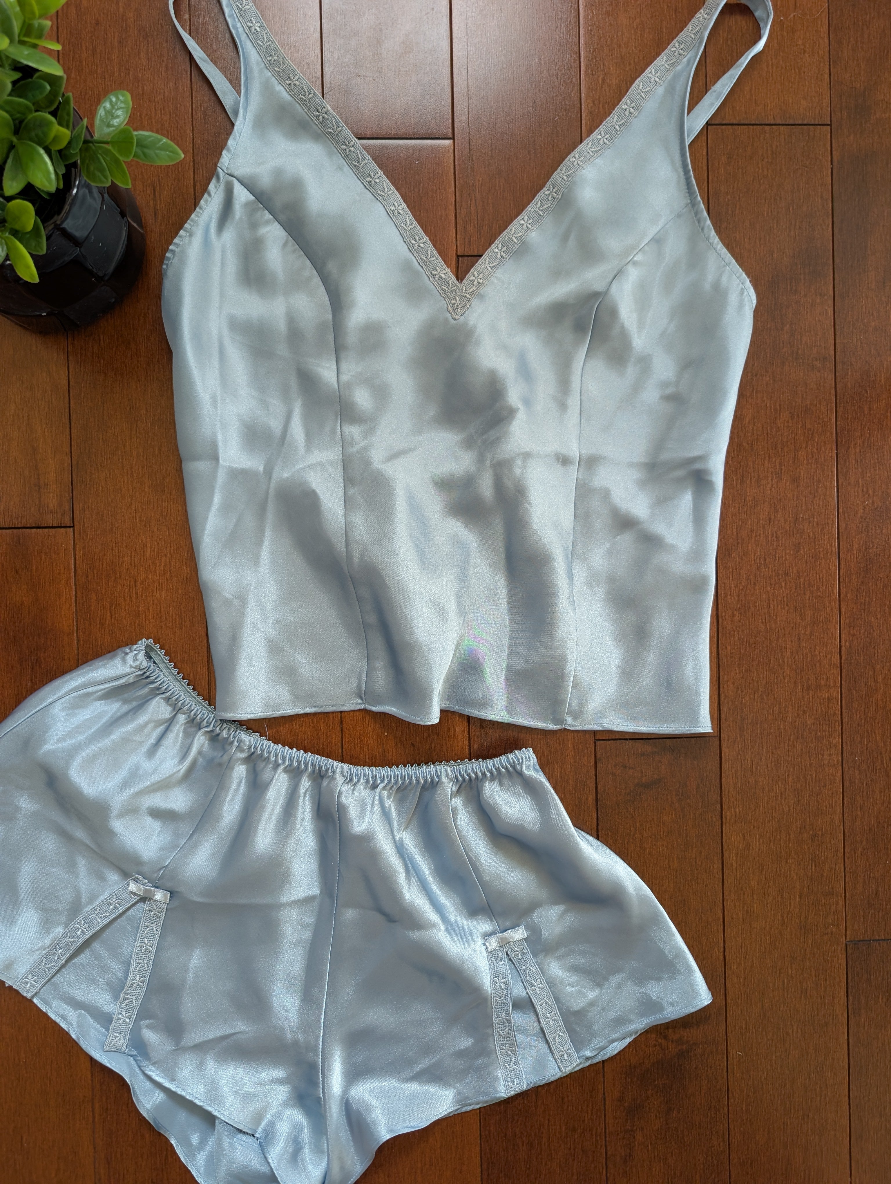 LA SENZA BABY BLUE VINTAGE Y2K SATIN PJ SET