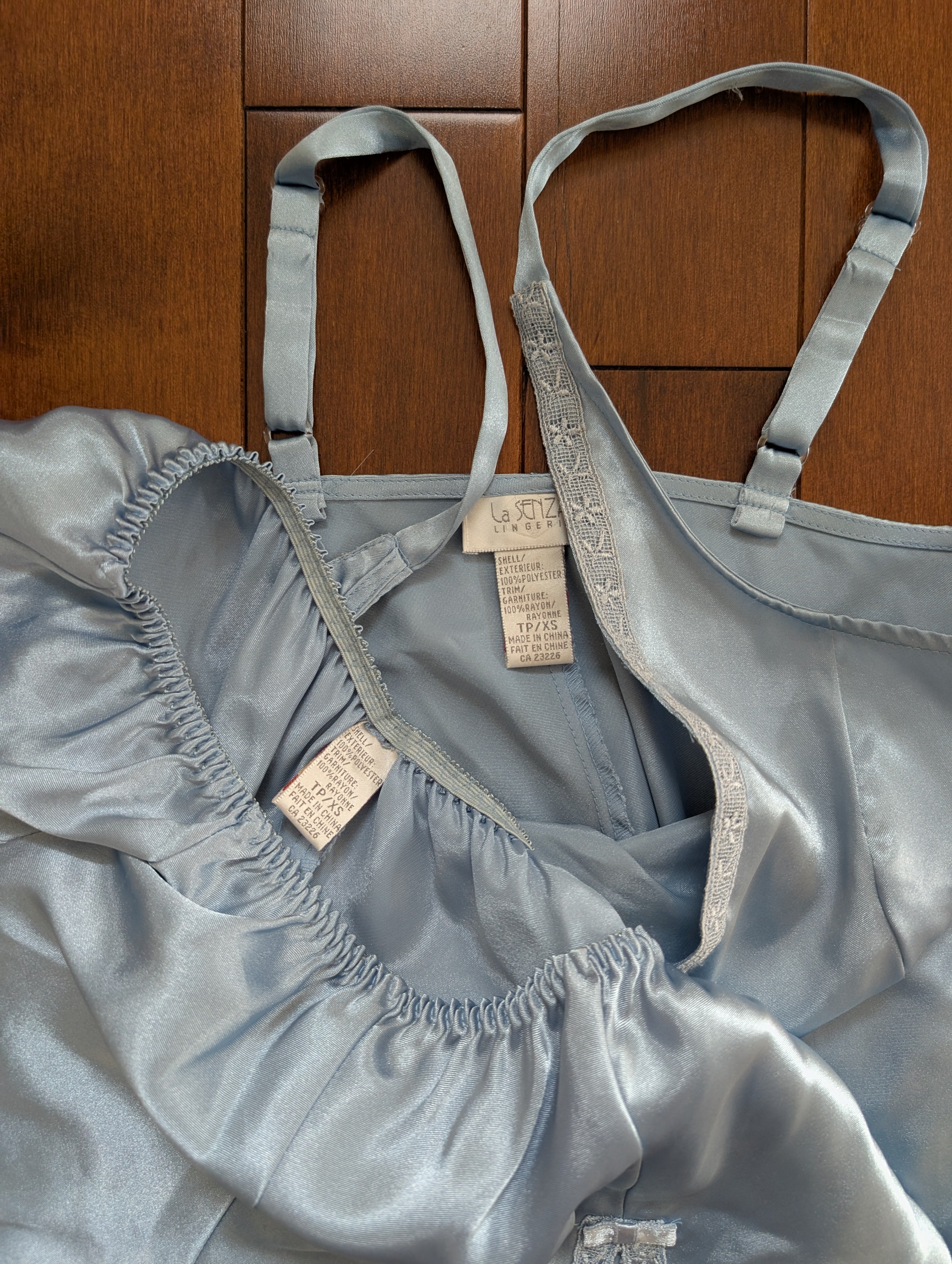 LA SENZA BABY BLUE VINTAGE Y2K SATIN PJ SET