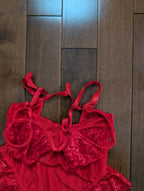 RED LACEY VINTAGE BODYSUIT