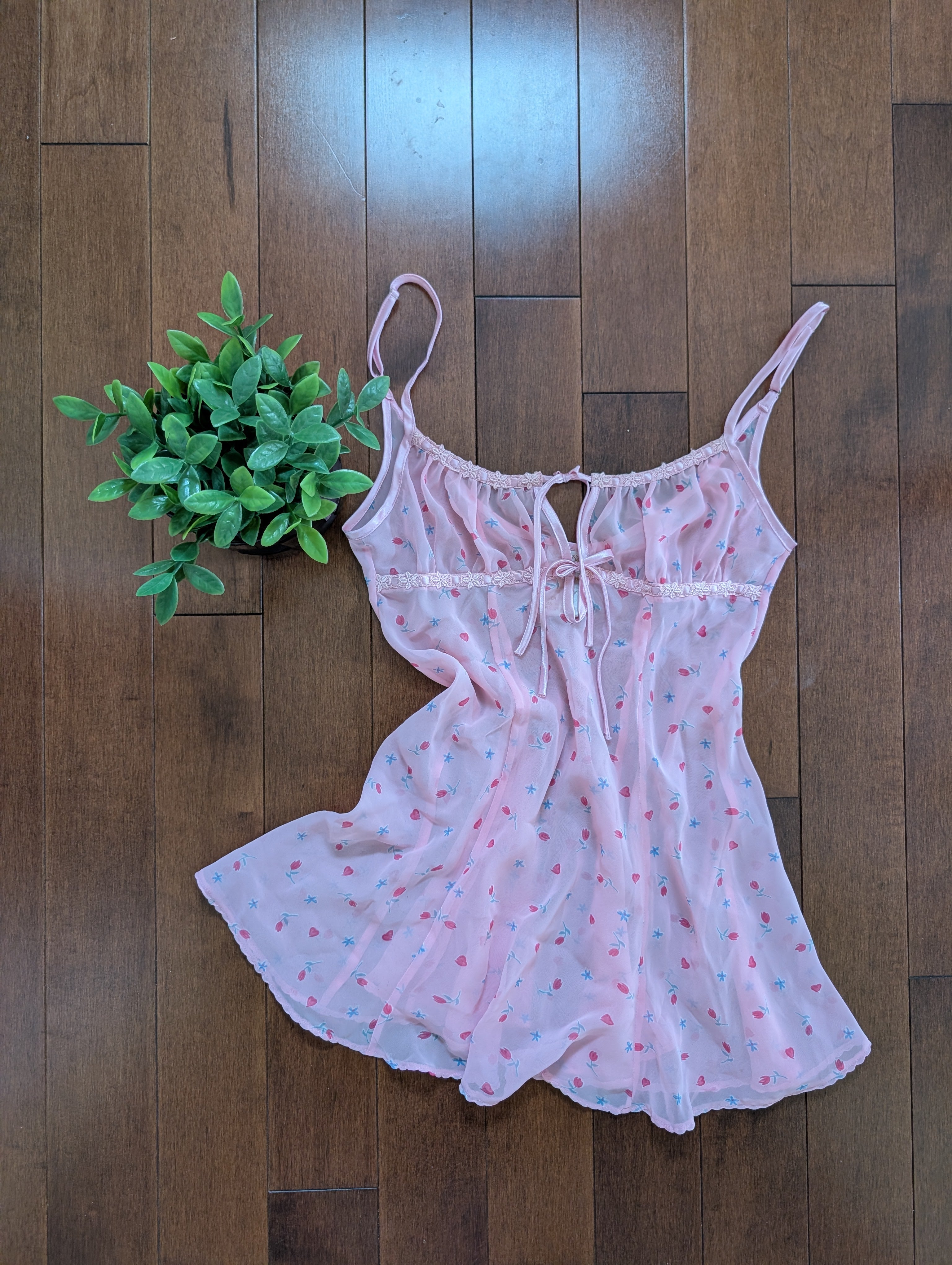 DITSY FLORAL SHEER BABY DOLL VINTAGE SLIP DRESS