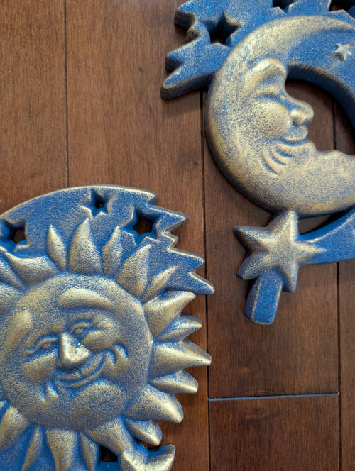 CELESTIAL MOON & SUN CERAMIC VINTAGE WALL HANGING DECOR
