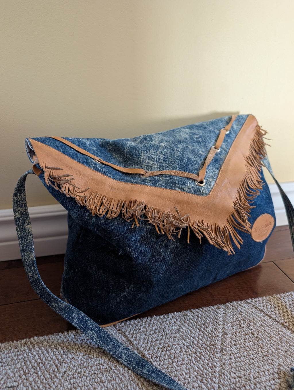 WESTERN 1980s FRINGE ACID WASHED DENIM VINTAGE PURSE