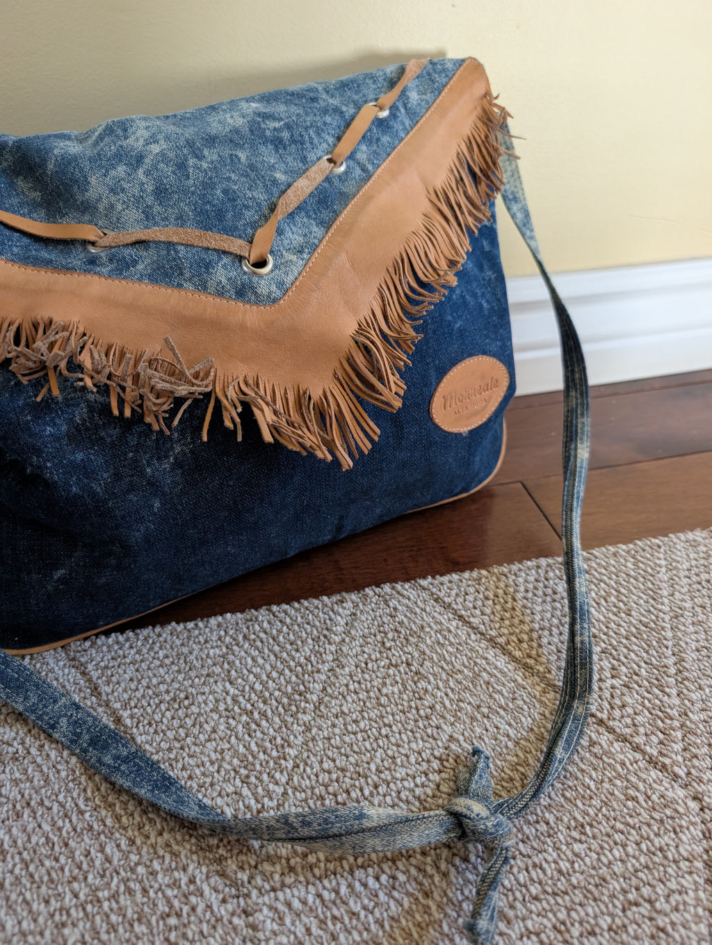 WESTERN 1980s FRINGE ACID WASHED DENIM VINTAGE PURSE