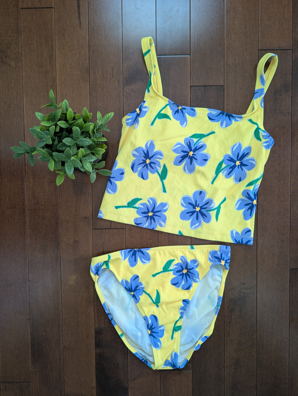 YELLOW FLORAL 90s VINTAGE TANKINI BIKINI