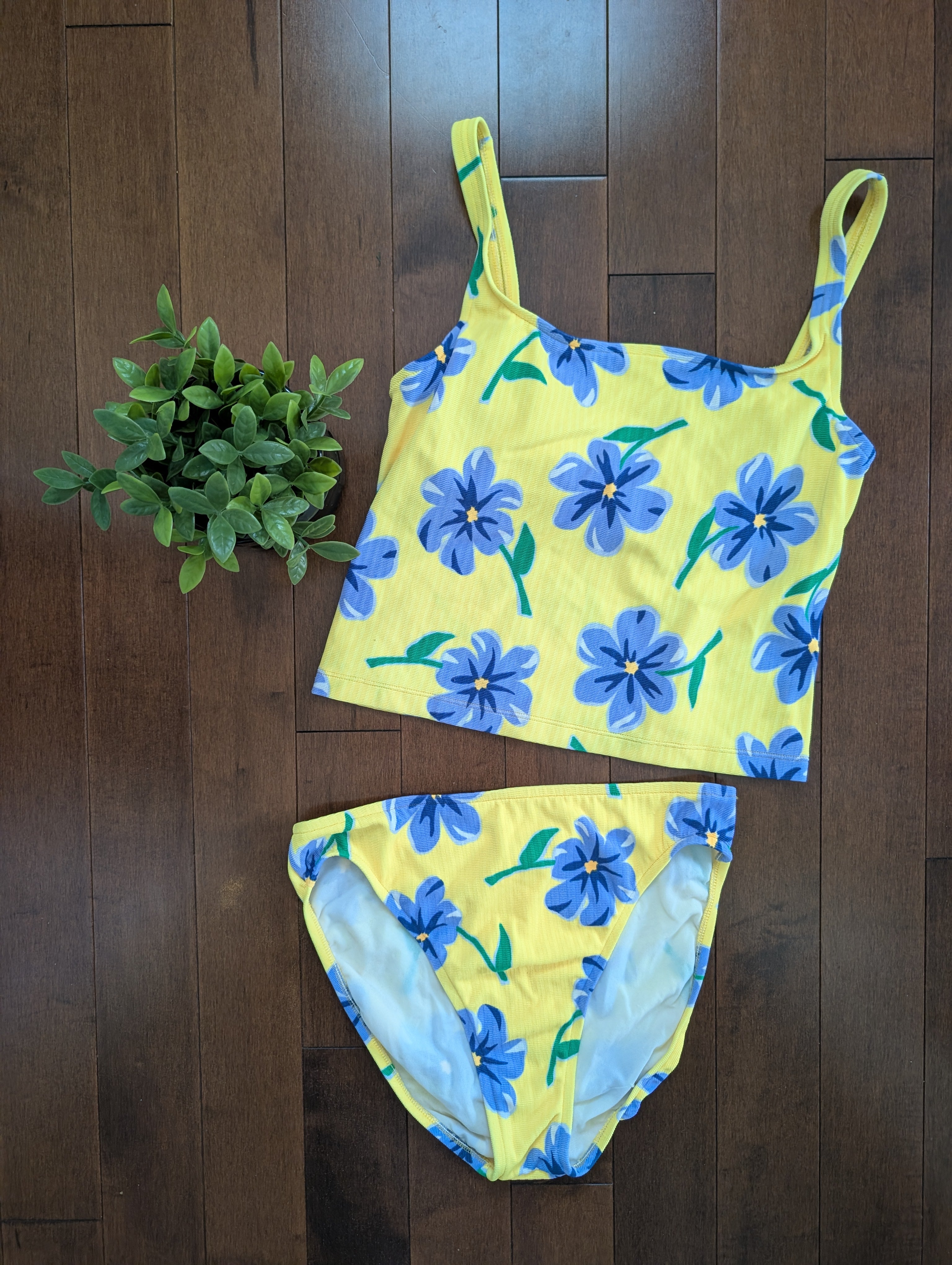 YELLOW FLORAL 90s VINTAGE TANKINI BIKINI