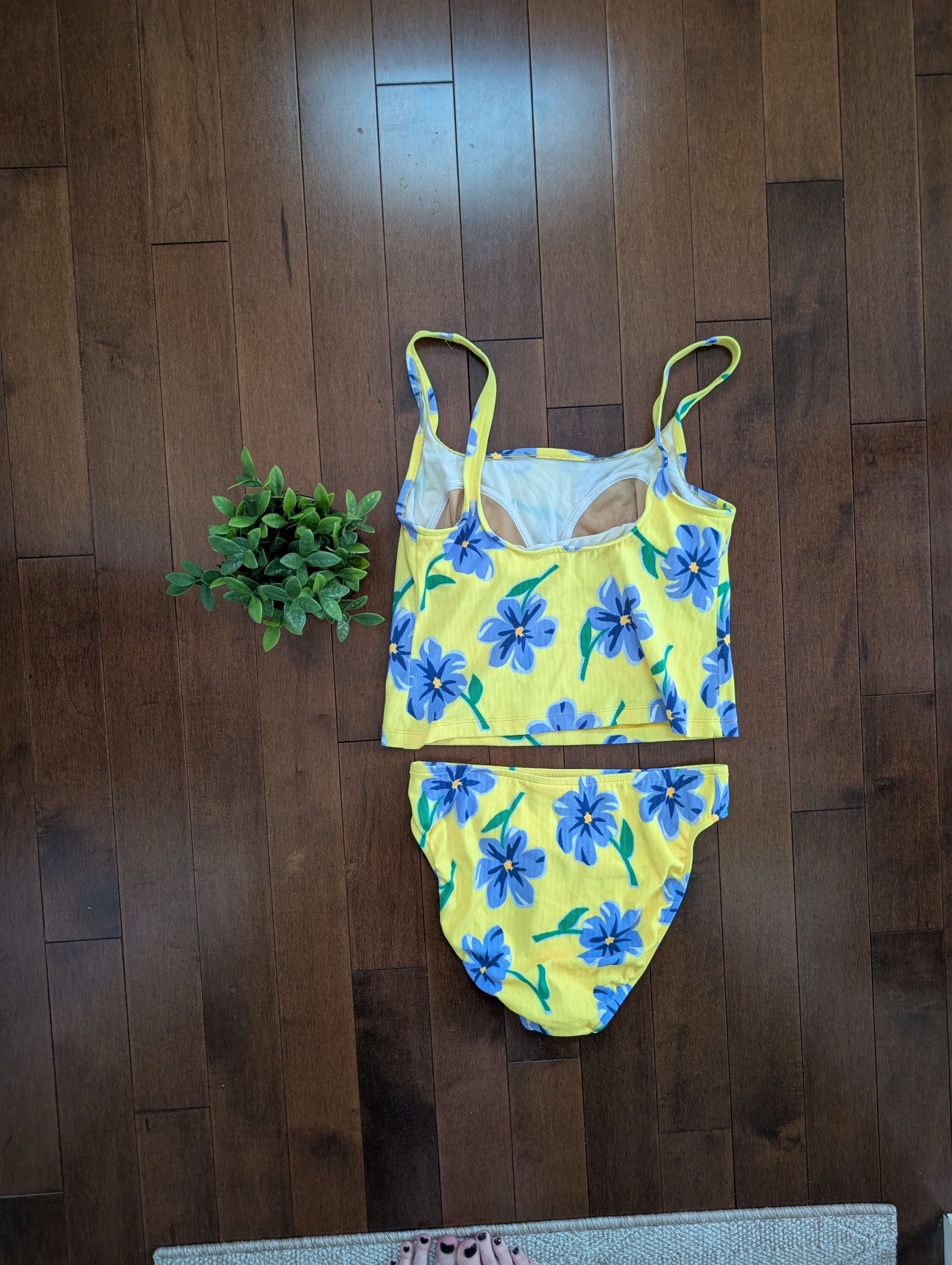 YELLOW FLORAL 90s VINTAGE TANKINI BIKINI