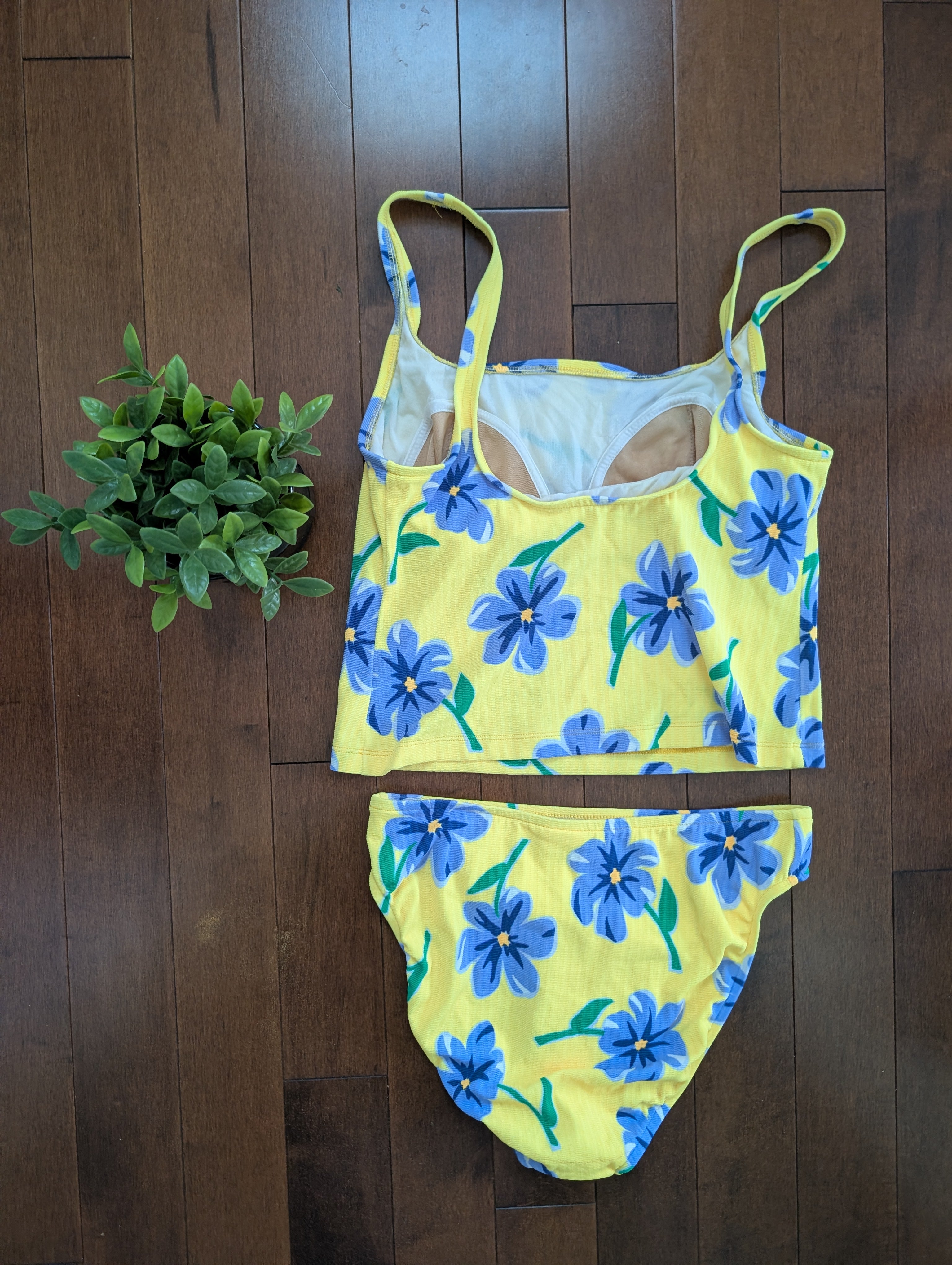YELLOW FLORAL 90s VINTAGE TANKINI BIKINI