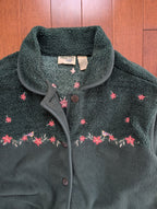 FLORAL FLEECE DETAIL VINTAGE BUTTON UP SWEATER