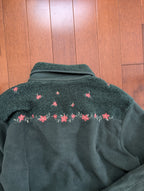 FLORAL FLEECE DETAIL VINTAGE BUTTON UP SWEATER