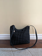 WOVEN DETAIL VINTAGE Y2K NYLON SHOULDER BAG