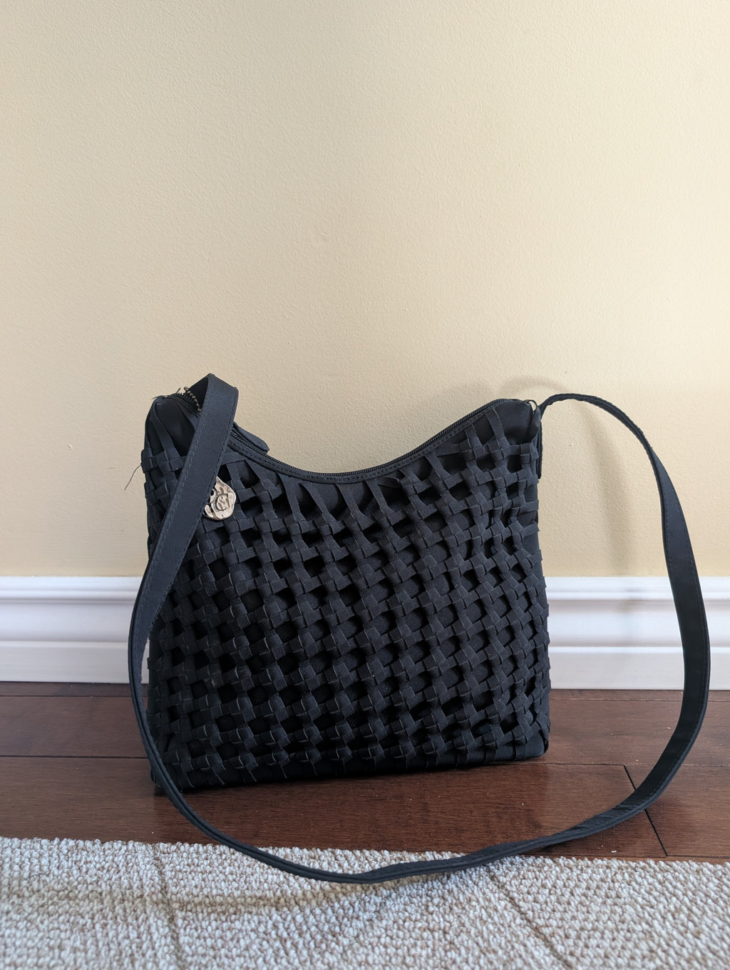 WOVEN DETAIL VINTAGE Y2K NYLON SHOULDER BAG