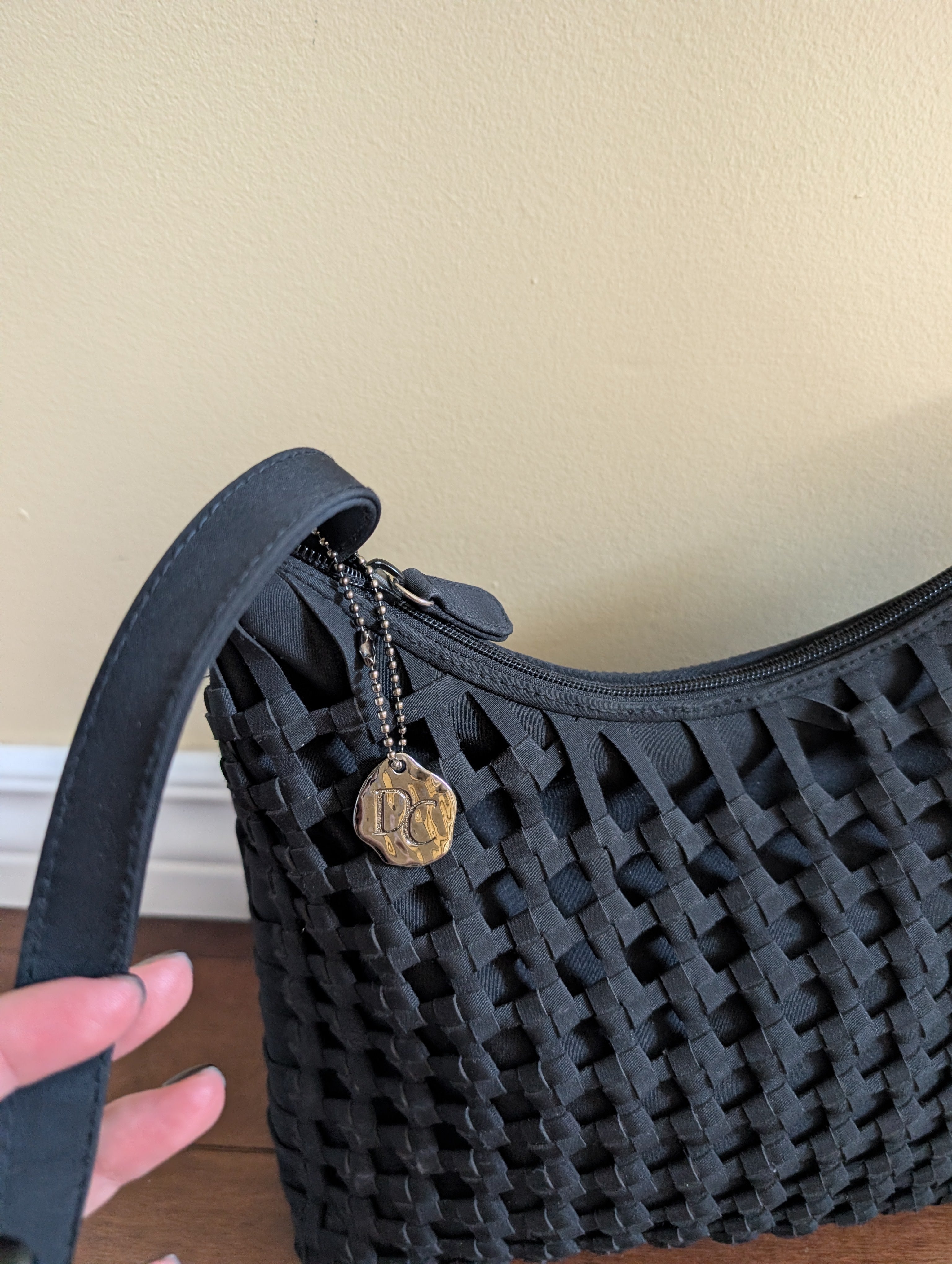 WOVEN DETAIL VINTAGE Y2K NYLON SHOULDER BAG